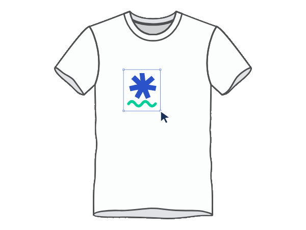 Ein Motiv wird im Online-Designer auf einem T-Shirt positioniert und skaliert