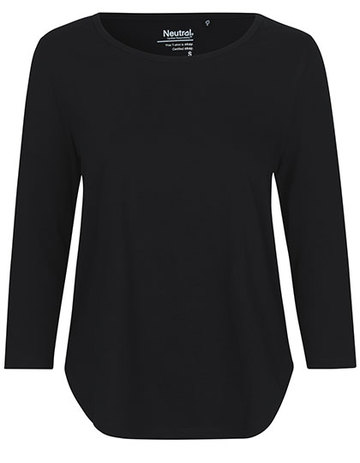 Damen-T-Shirt mit Dreiviertelärmeln - 03 - Schwarz