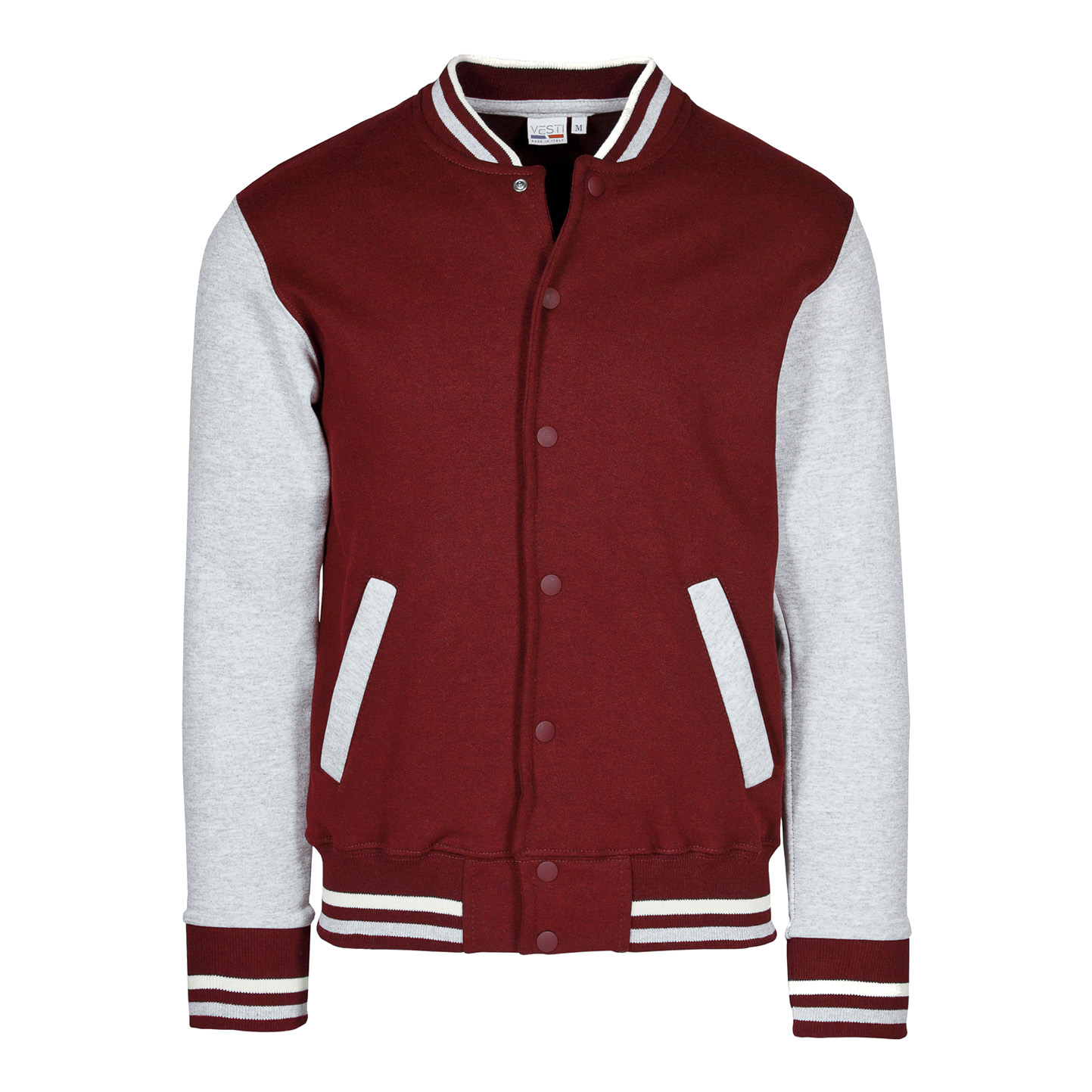 Blouson aviateur bicolore pour enfant en polaire  - 4875 - Bordeaux/Cendre S