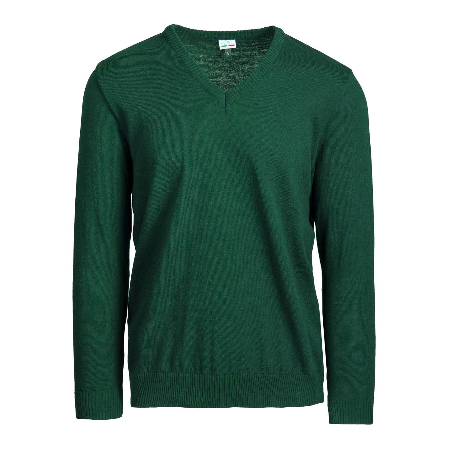 Pullover Bambino Collo V - 55G - Verde Intenso