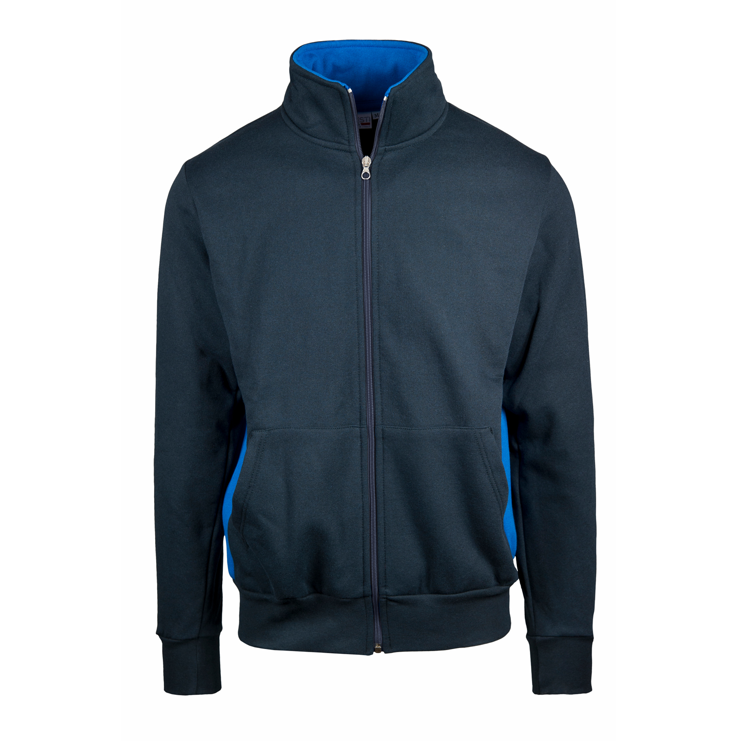 Sweatshirtjacke mit langem Reißverschluss, Kontrastfarben, 70 % Baumwolle, 30 % Polyester, 280 g/m², Blau/Royal, Sport, Größe S - 1827 - Blue/Royal Sport S