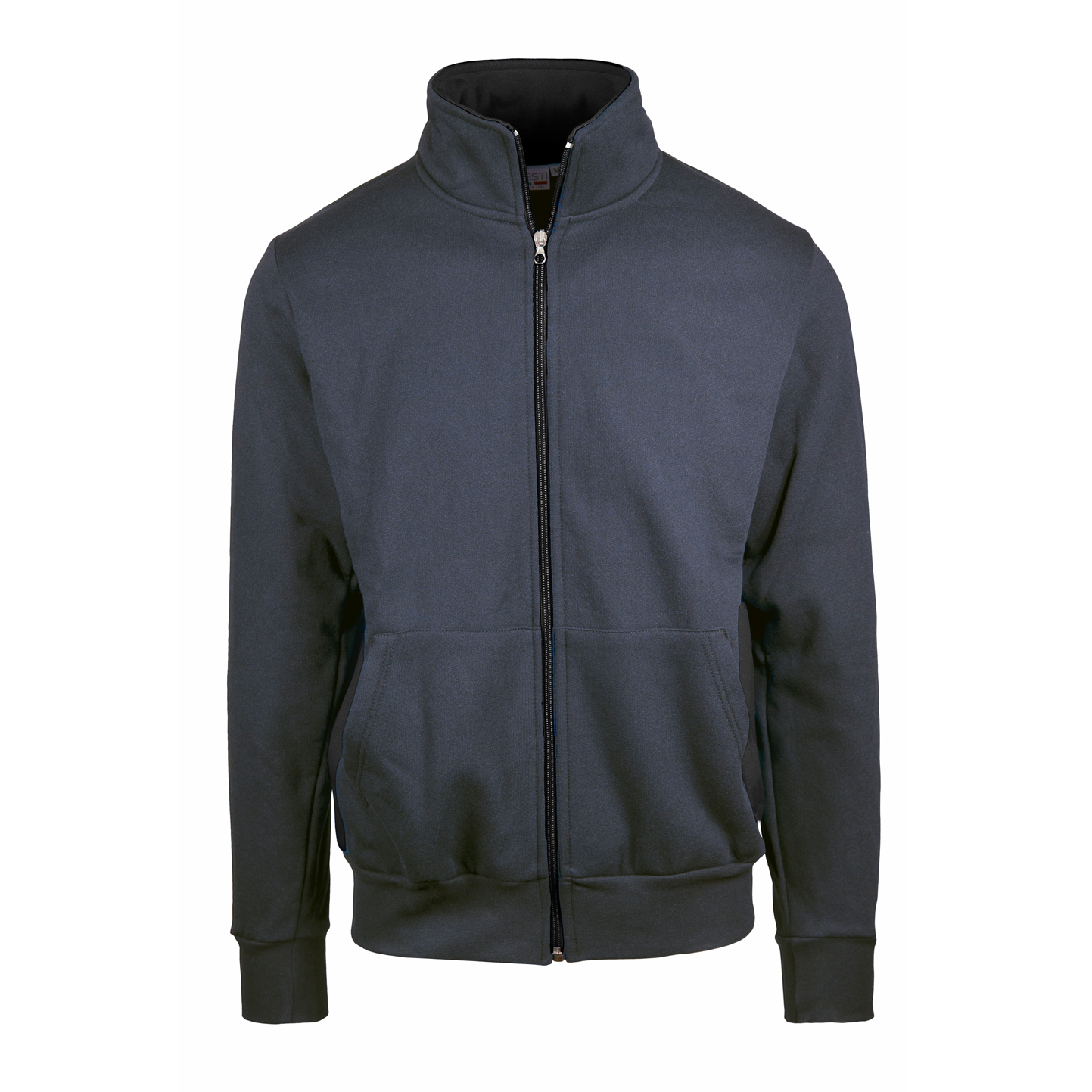 Sweatshirtjacke mit langem Reißverschluss, Kontrastfarben, 70 % Baumwolle, 30 % Polyester, 280 g/m², Blau/Royal, Sport, Größe S - 2212 - Blei/Schwarz S