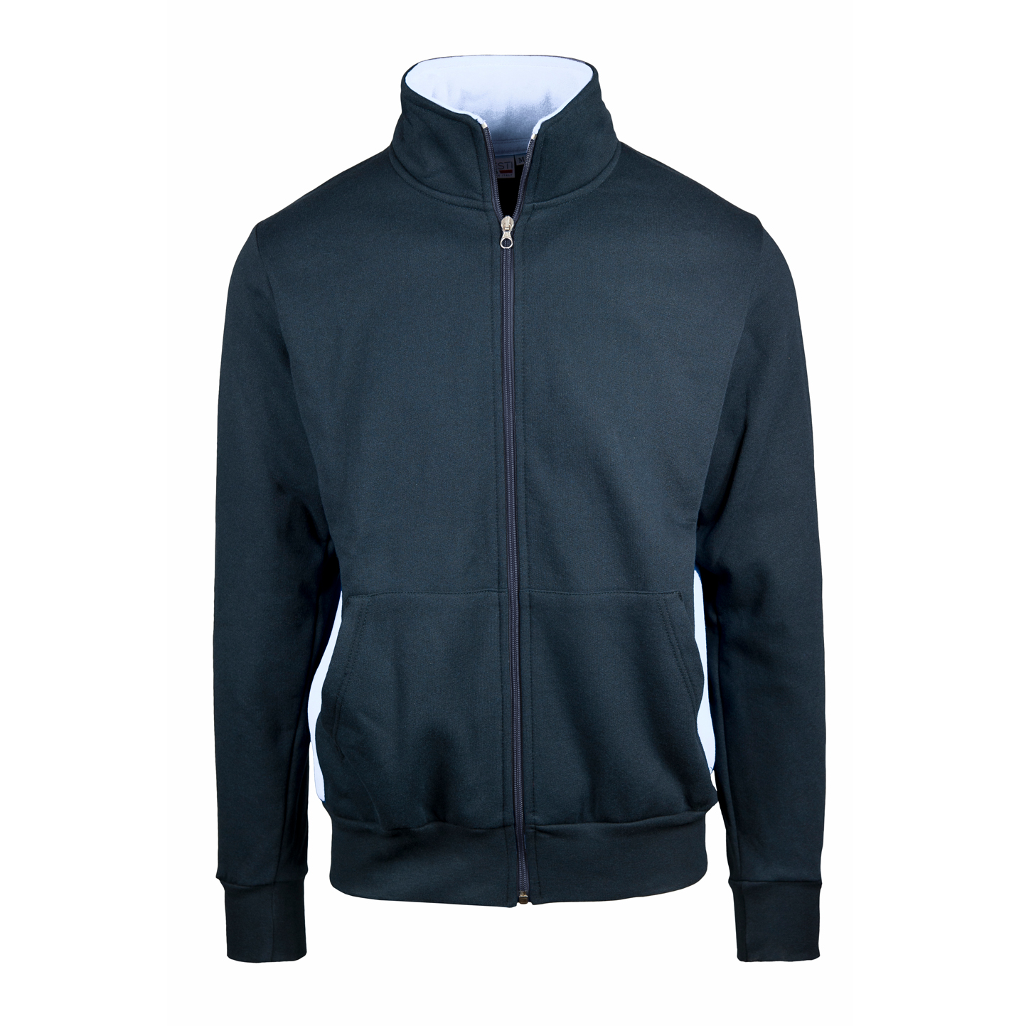 Sweatshirtjacke mit langem Reißverschluss, Kontrastfarben, 70 % Baumwolle, 30 % Polyester, 280 g/m², Blau/Royal, Sport, Größe S - 1899 - Blau/Weiß XS