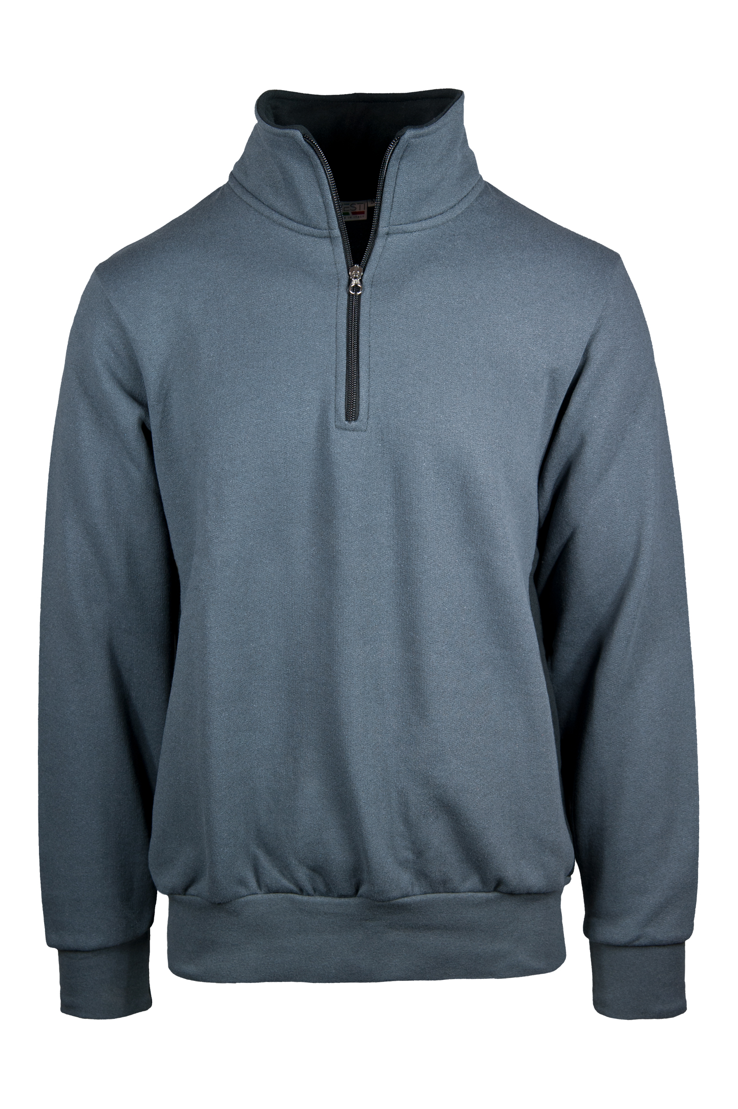 Sweatshirt mit kontrastfarbenem Reißverschluss am Kragen, 70 % Baumwolle, 30 % Polyester, 280 g/m², Blau/Königsblau, Sportgröße S - 2212 - Blei/Schwarz S