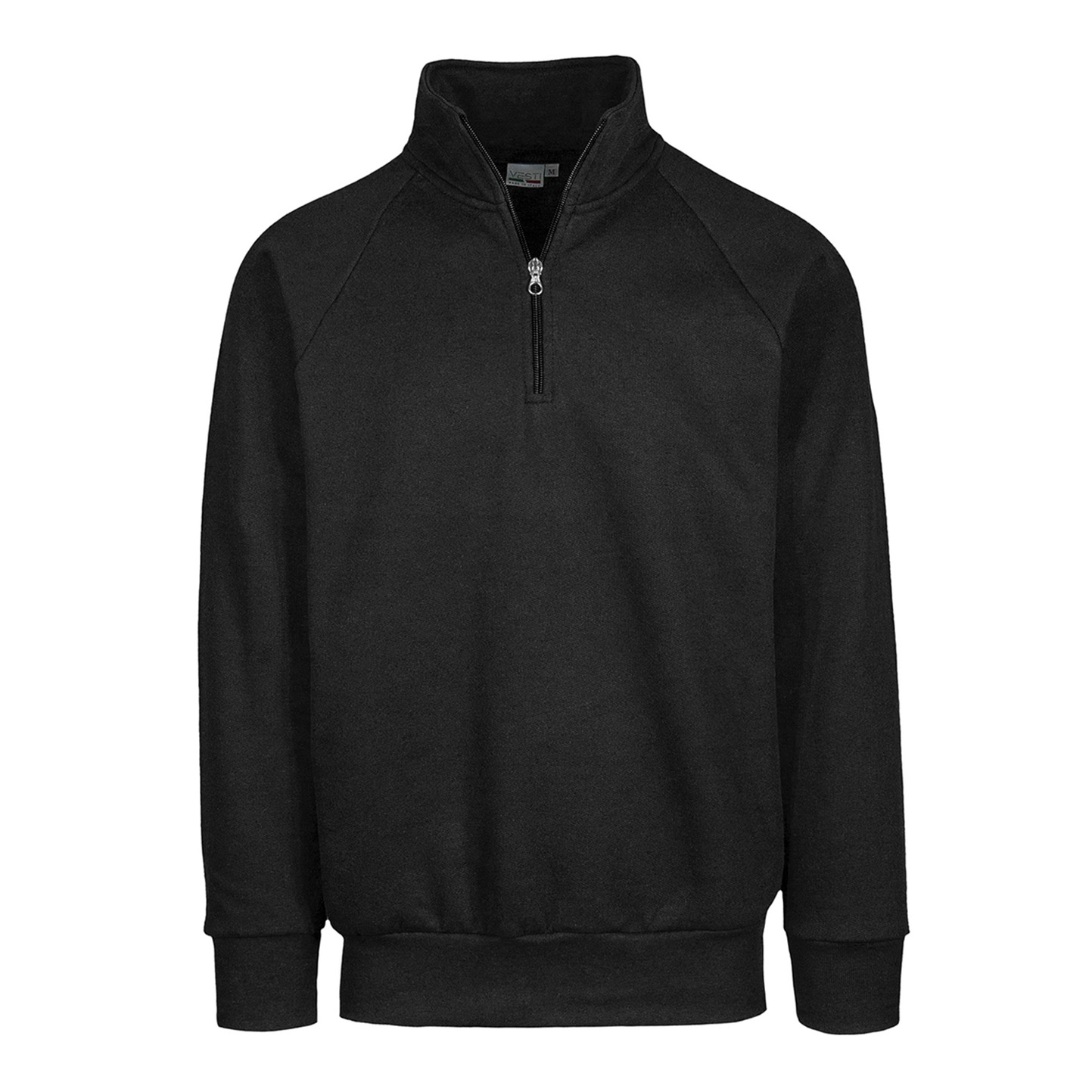 ECO Sweatshirt mit Reißverschluss am Hals, 50 % Baumwolle/50 % Polyester, 280 g/m², Schwarz, Größe XS - 12E - Schwarzes ECO XS