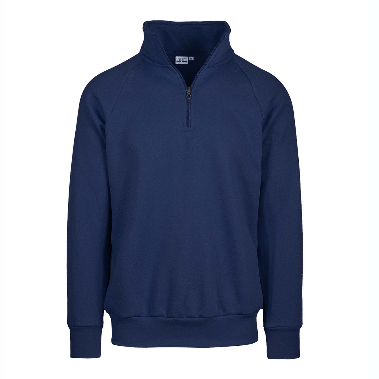 Terry-Sweatshirt mit Reißverschluss am Kragen, 70 % Baumwolle, 30 % Polyester, 240 g/m², Schwarz, Größe XS - 18 - Blau