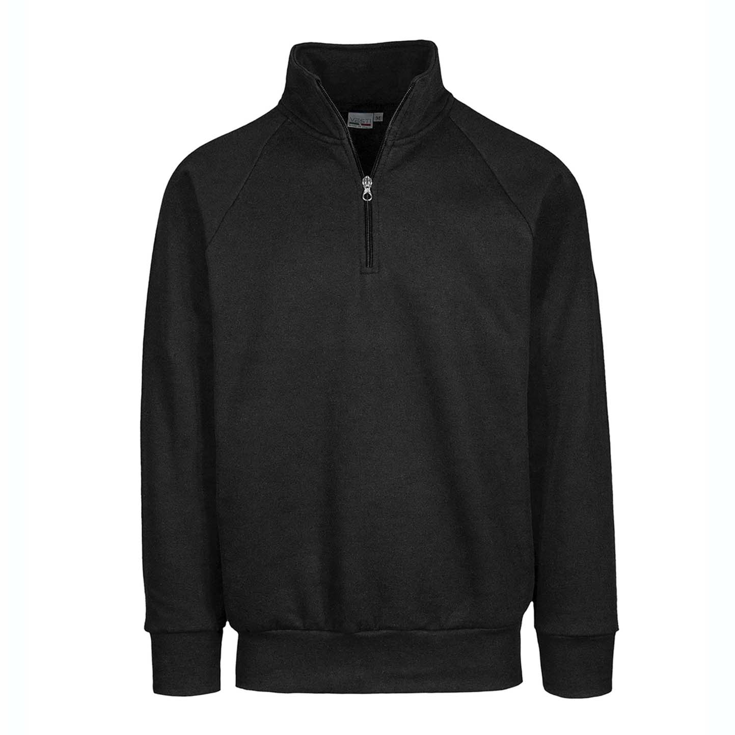 Terry-Sweatshirt mit Reißverschluss am Kragen, 70 % Baumwolle, 30 % Polyester, 240 g/m², Schwarz, Größe XS - 12 - Schwarz