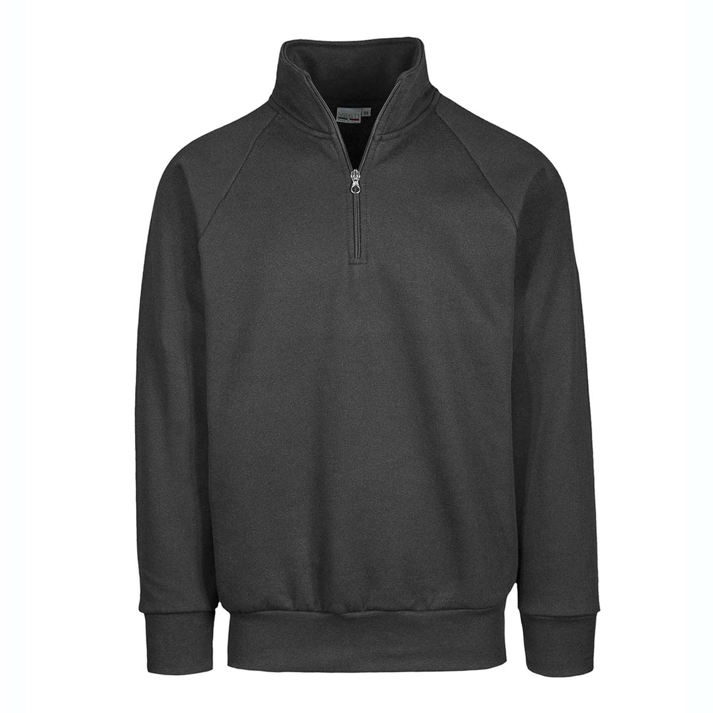 Terry-Sweatshirt mit Reißverschluss am Kragen, 70 % Baumwolle, 30 % Polyester, 240 g/m², Schwarz, Größe XS - 22 - Lead XS