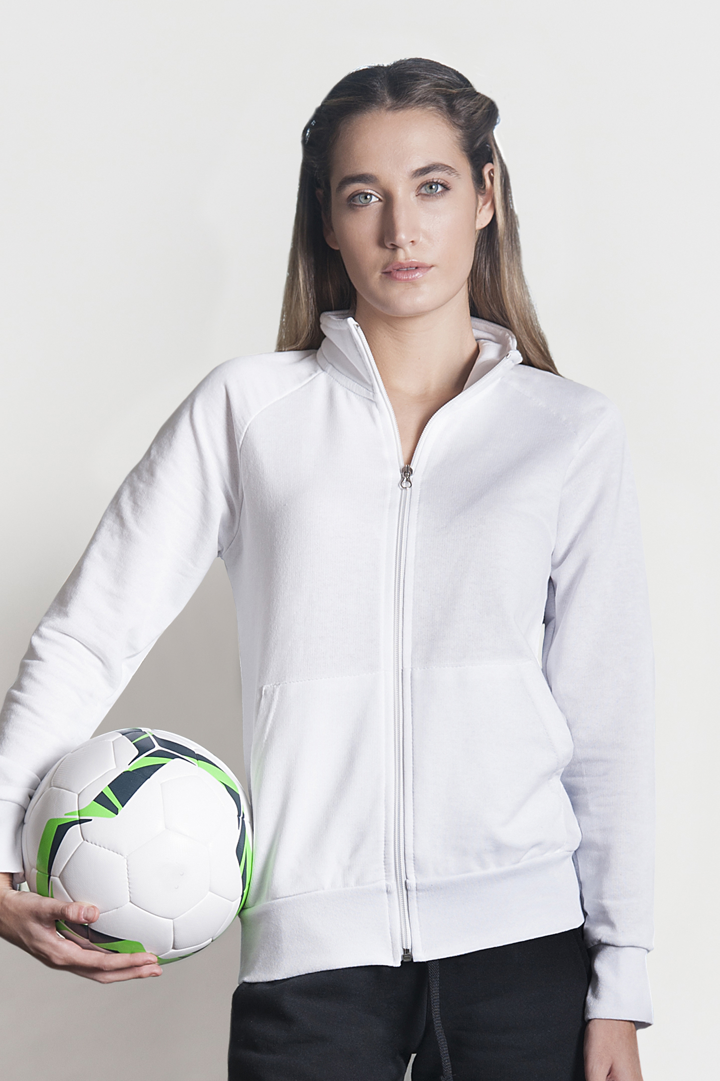 Damen-Sweatshirtjacke, Frottee (70 % Baumwolle, 30 % Polyester), 240 g, Schwarz, Größe S