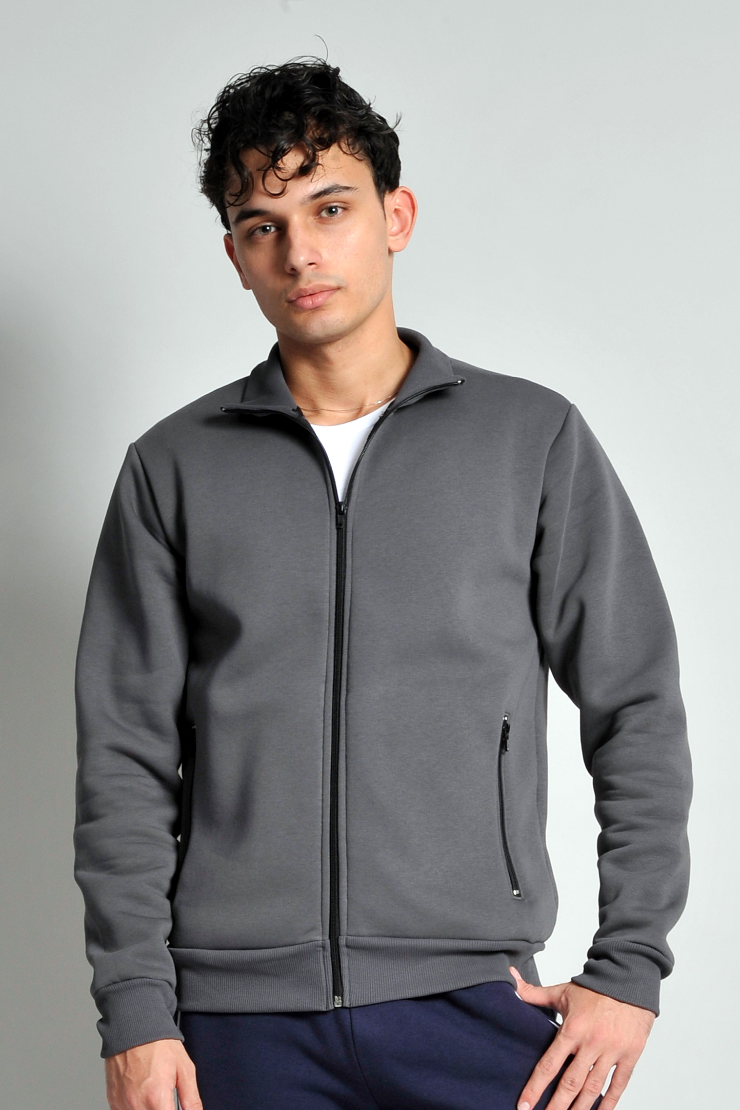Weiche Fleecejacke, 75 % Baumwolle, 25 % Polyester, 320 g/m², Schwarz mit Reißverschluss, Größe XS