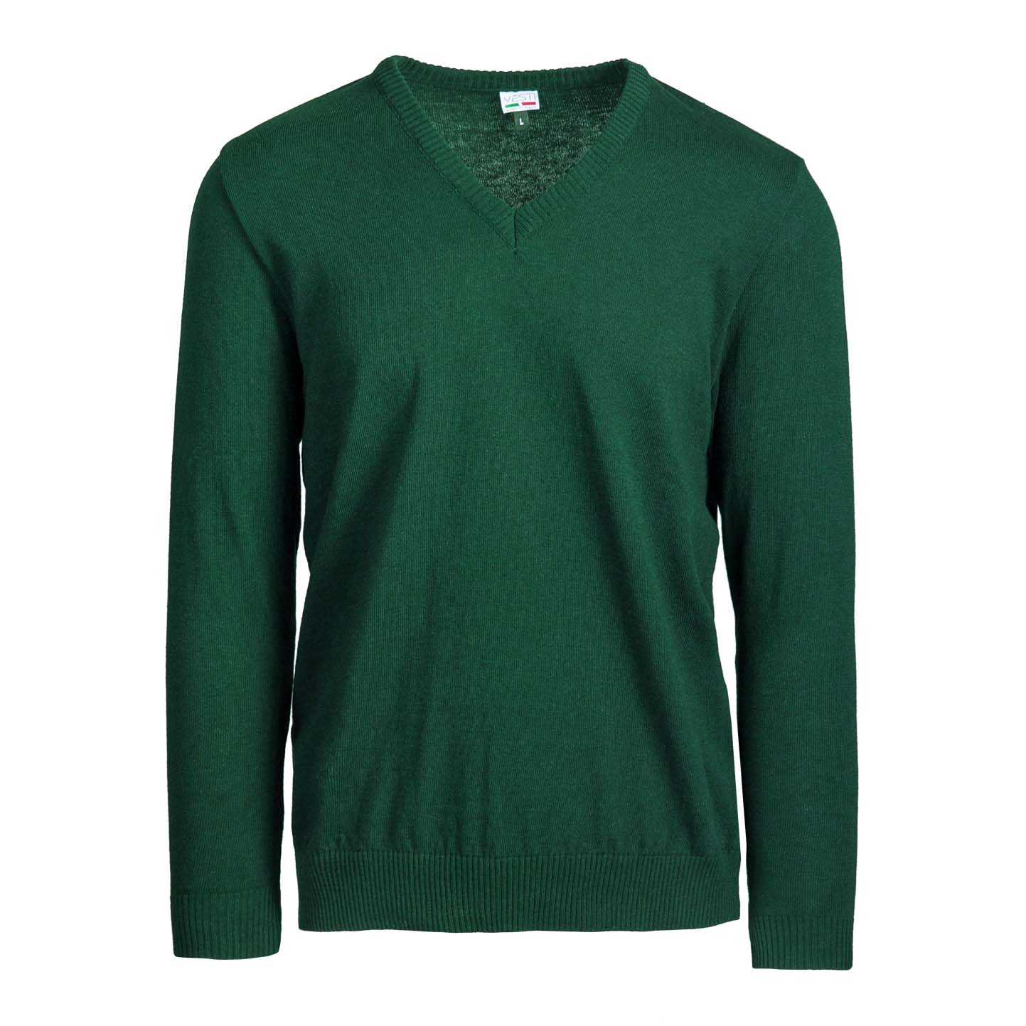 Pullover Collo V - 55G - Verde Intenso