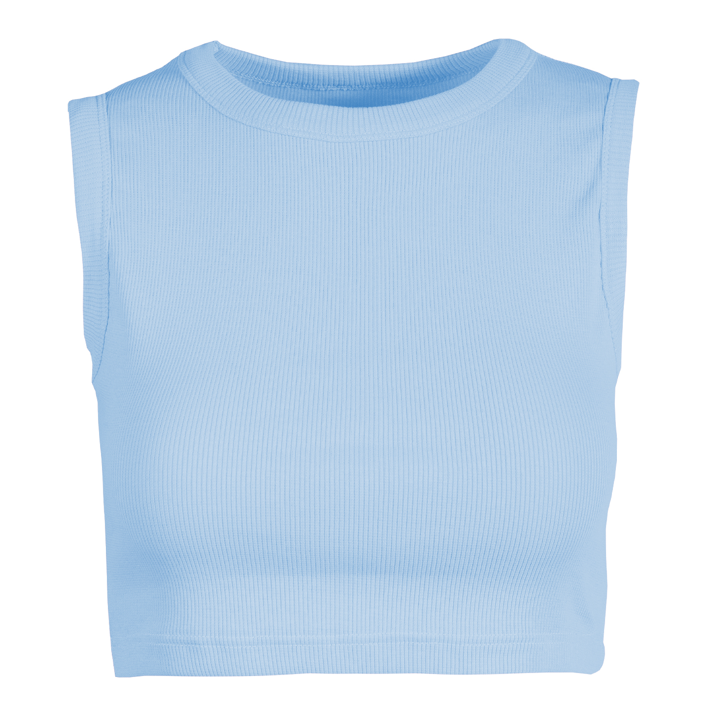Canottiera crop donna in costina stretch - 31 - Celeste