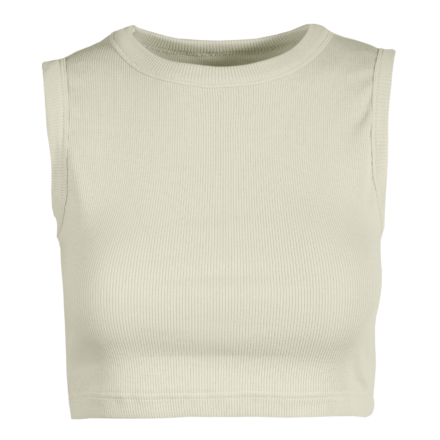 Canottiera crop donna in costina stretch - 38 - Crema