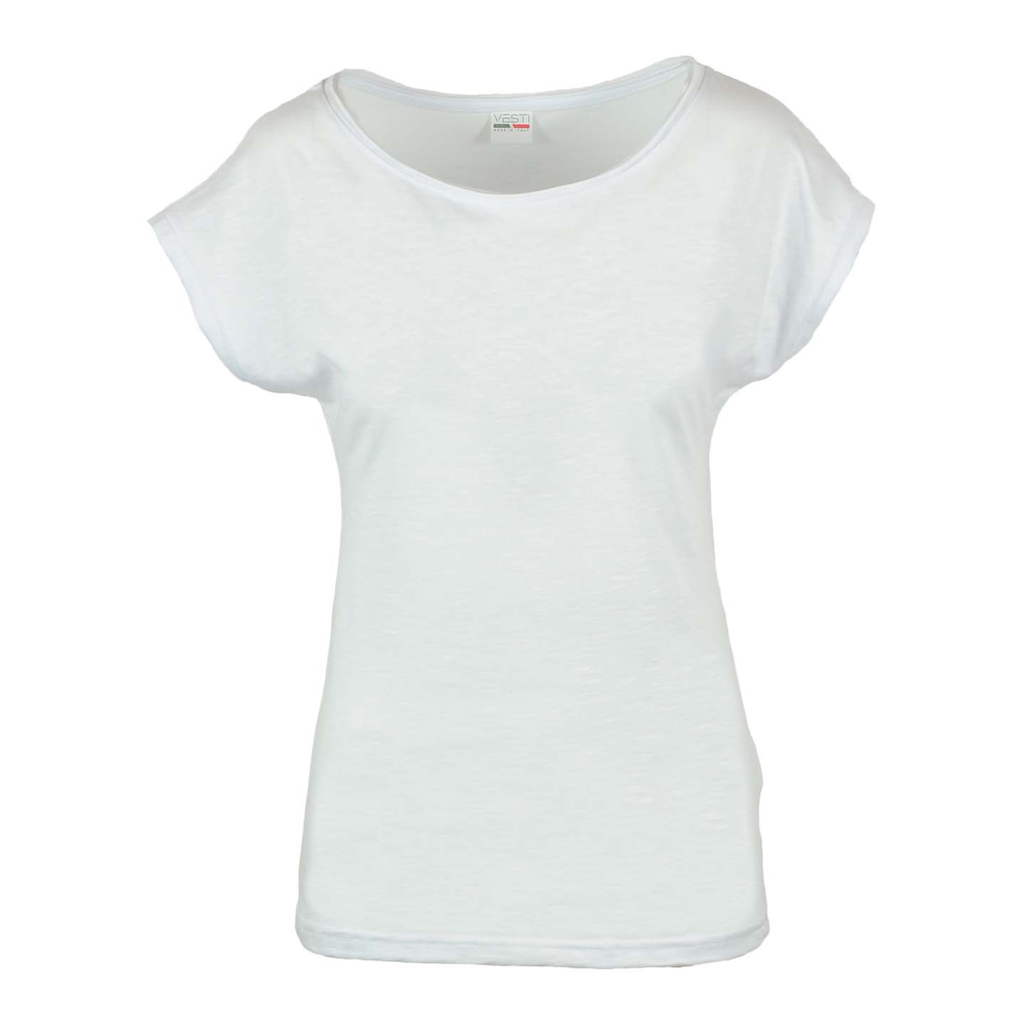 Maglia Donna Fiammata Manica Corta Taglio Vivo - 99 - Bianco