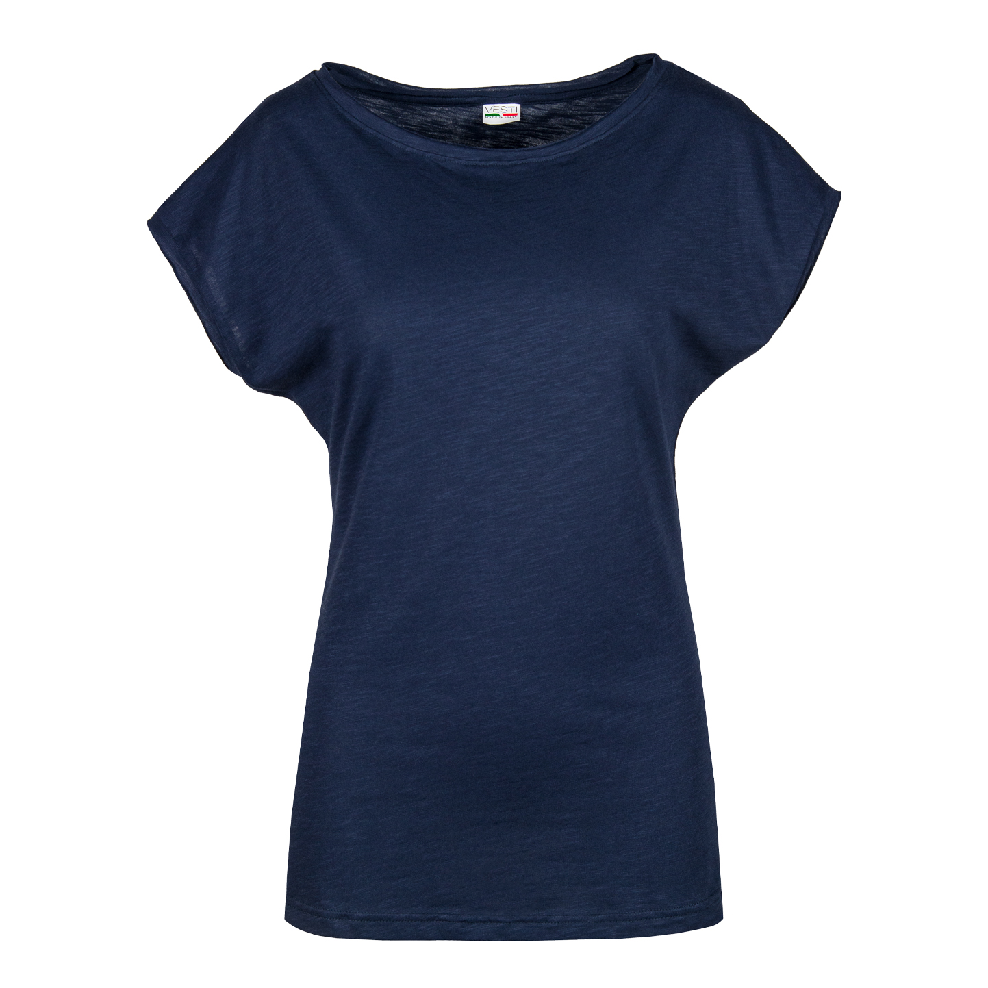 Maglia Donna Fiammata Manica Corta Taglio Vivo - NY - Blu Navy