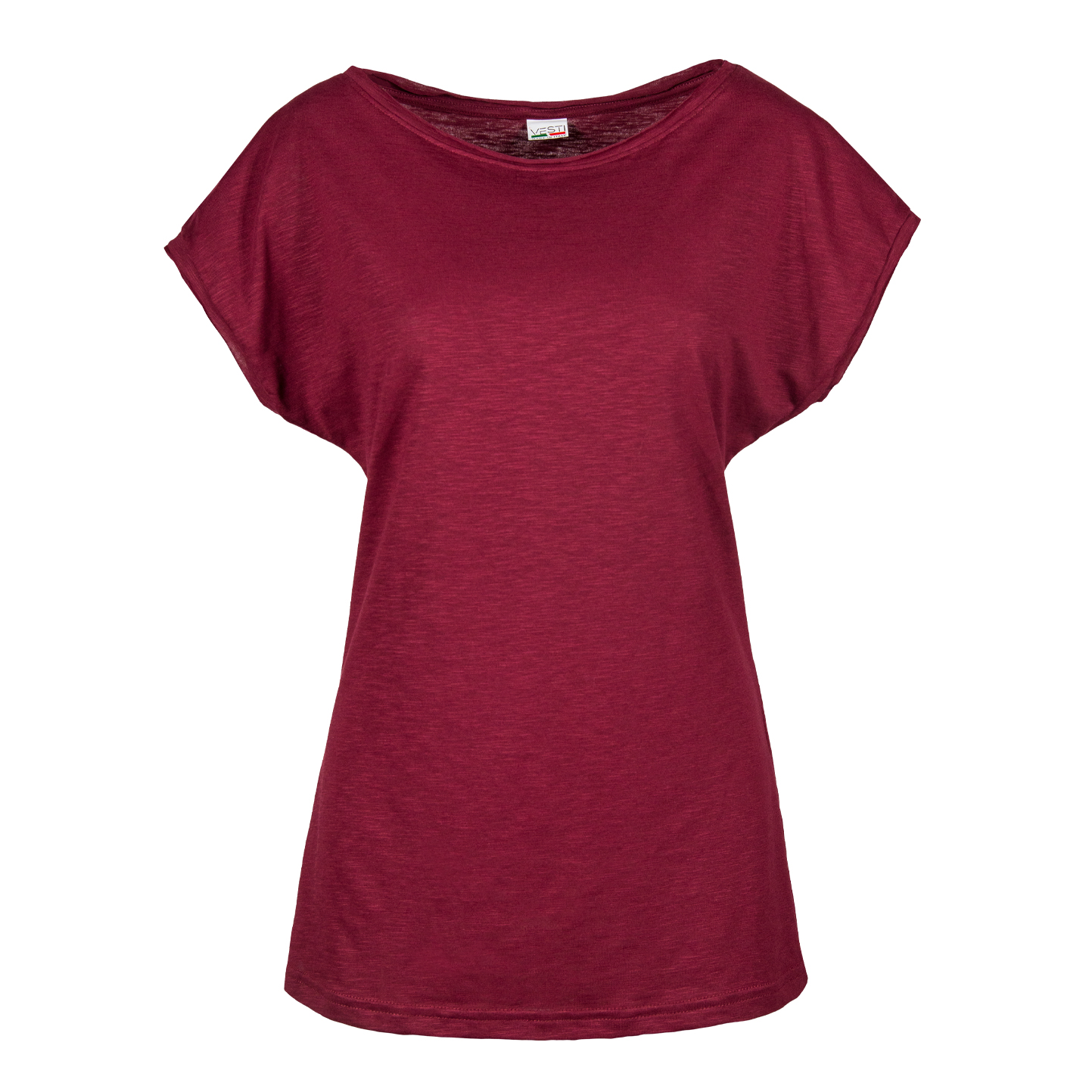 Maglia Donna Fiammata Manica Corta Taglio Vivo - BX - Bordeaux