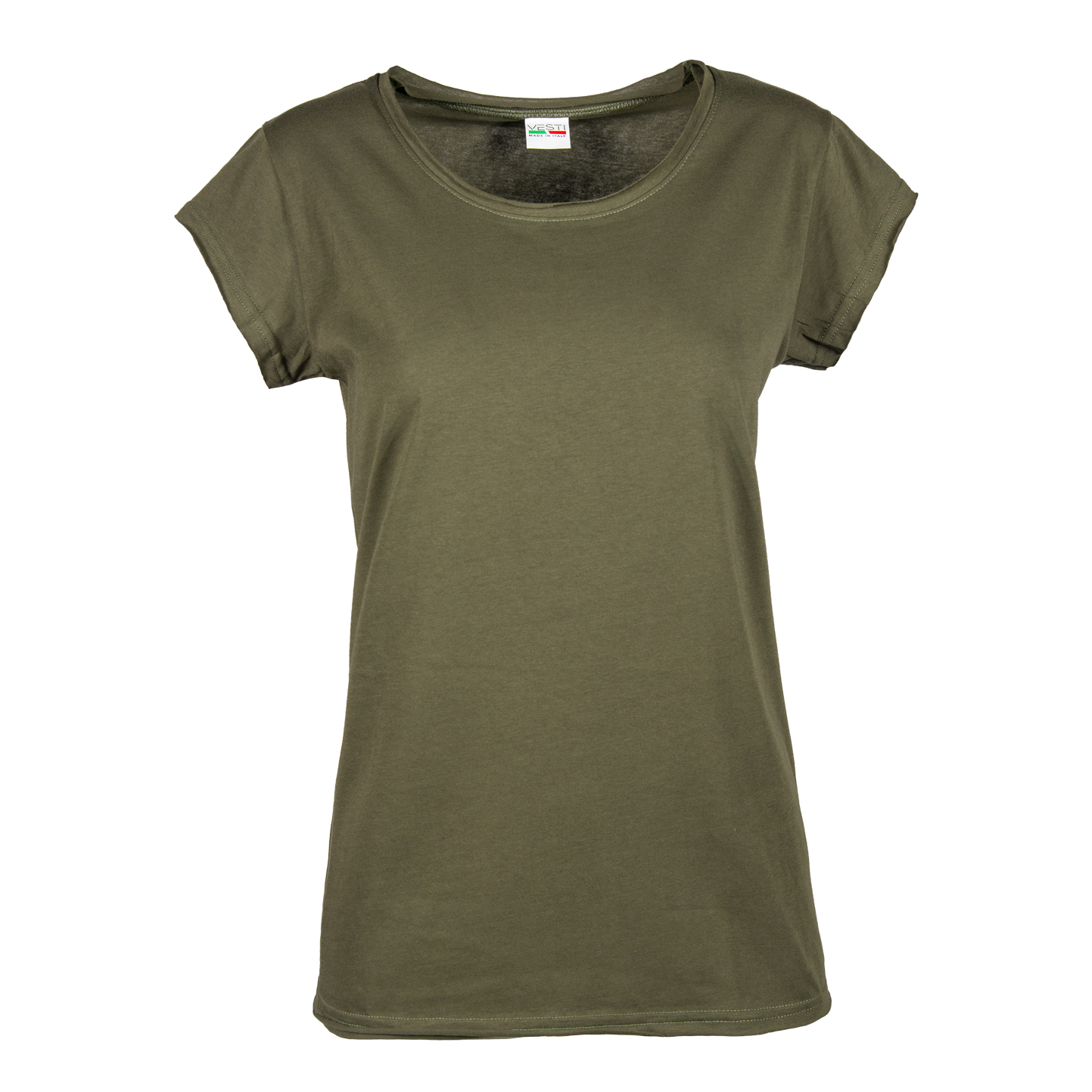 Maglia Donna Fiammata Manica Corta Taglio Vivo - BS - Verde Militare