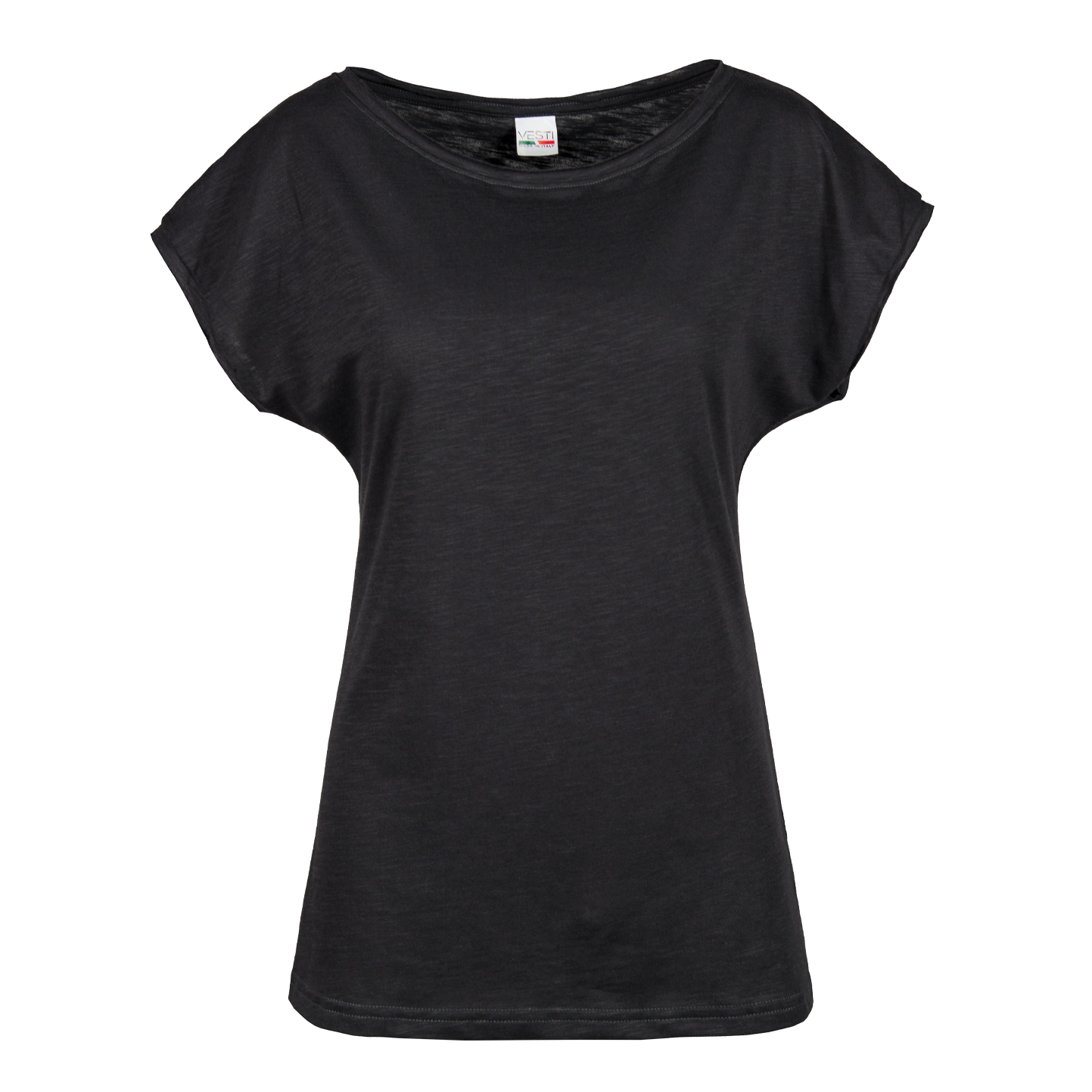 Maglia Donna Fiammata Manica Corta Taglio Vivo - 12 - Nero