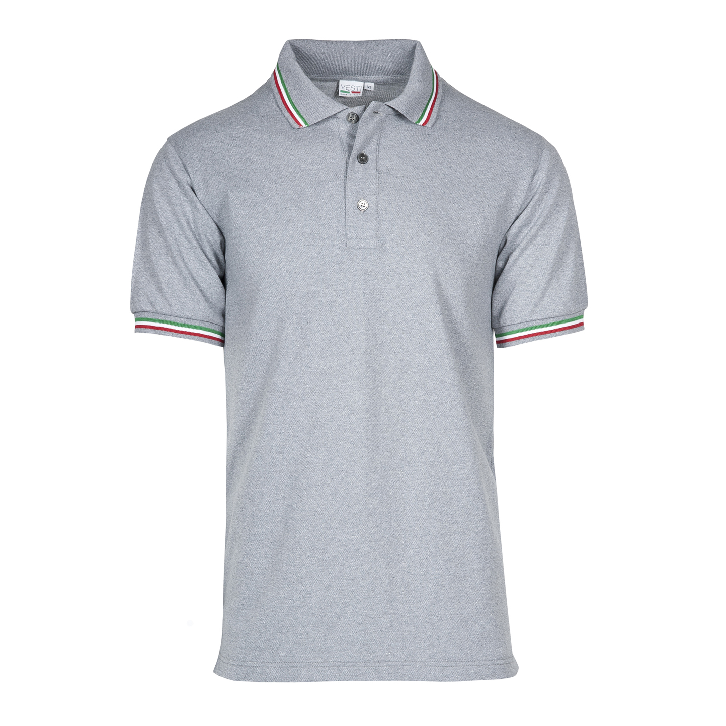 Polo à manches courtes en piqué d'Italie - 75E - Cendre ECO XS