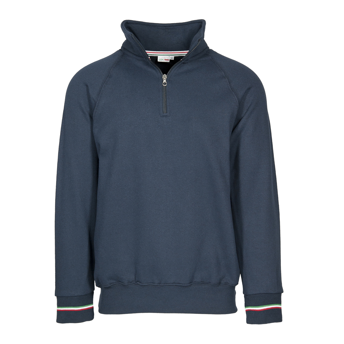 Italienisches Sweatshirt mit Reißverschlusskragen, 50 % Baumwolle, 50 % Polyester, 280 g/m², Schwarz, Größe XS - 18E - Blau ECO XS