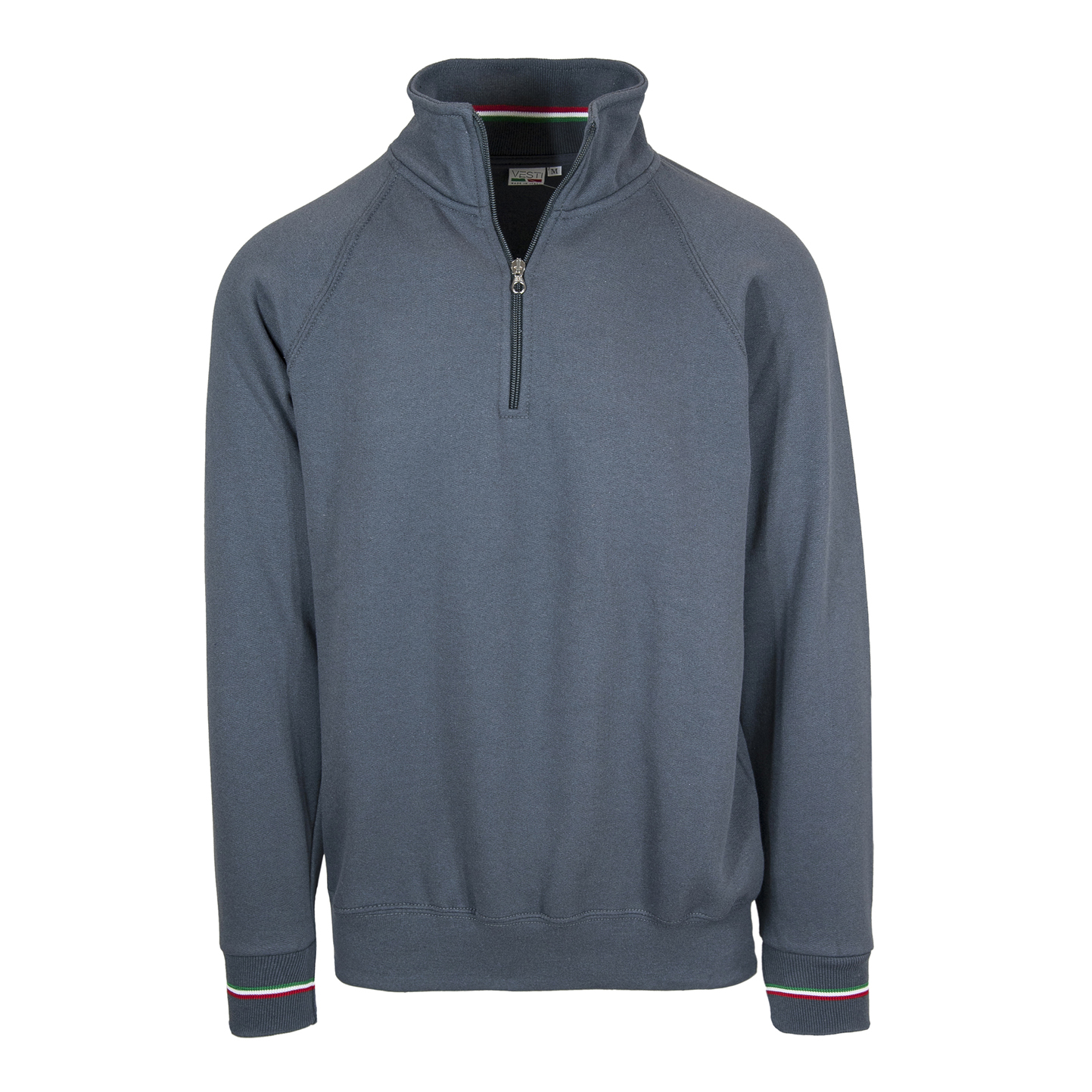 Italienisches Sweatshirt mit Reißverschlusskragen, 50 % Baumwolle, 50 % Polyester, 280 g/m², Schwarz, Größe XS - 22E - ECO XS Lead