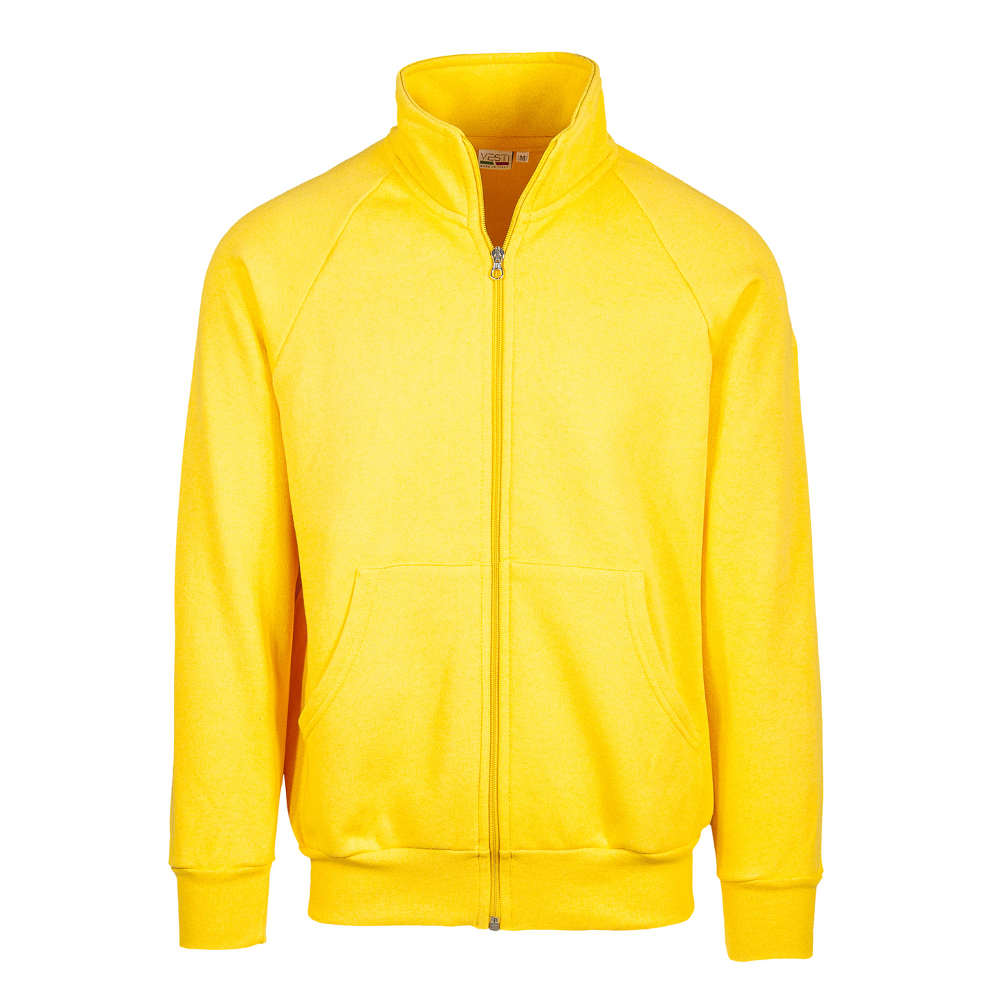 Langes Sweatshirt mit Reißverschluss, 70 % Baumwolle, 30 % Polyester, 280 g/m², Schwarz, Größe XS - 96 - Gelb XS