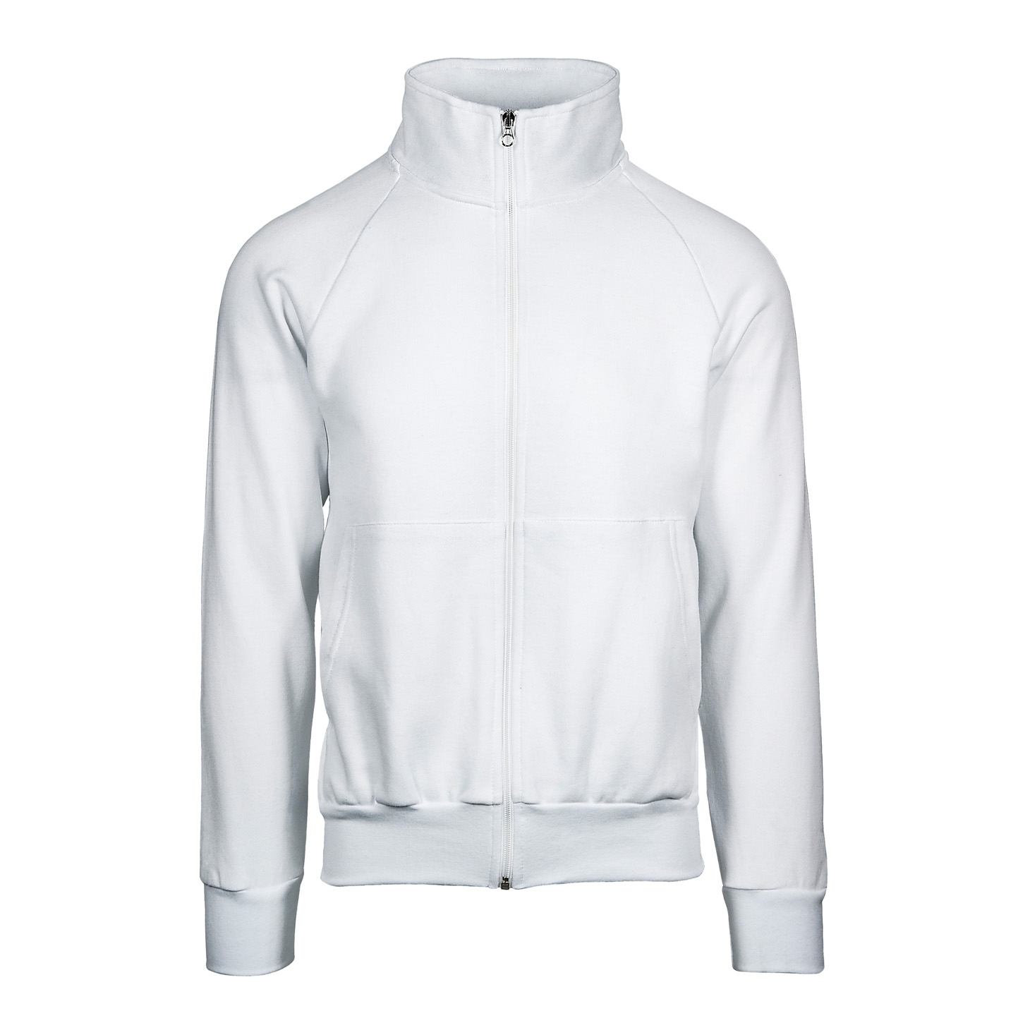 Langes Sweatshirt mit Reißverschluss, 70 % Baumwolle, 30 % Polyester, 280 g/m², Schwarz, Größe XS - 99 - Weiß XS