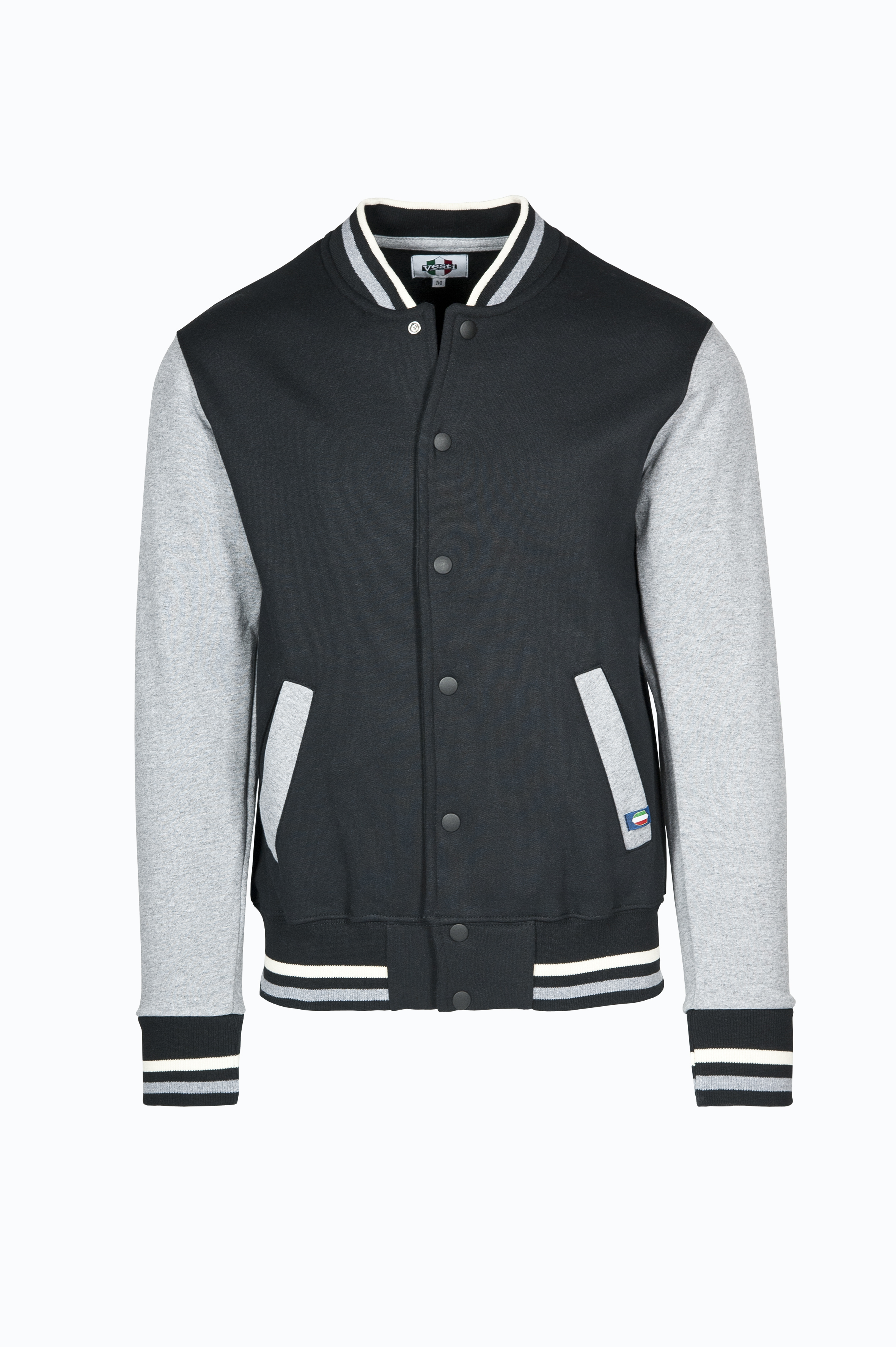 Zweifarbige Bomberjacke, 70 % Baumwolle, 30 % Polyester, 300 g/m², Schwarz/Aschgrau, Größe S - 1275 - Schwarz/Esche S