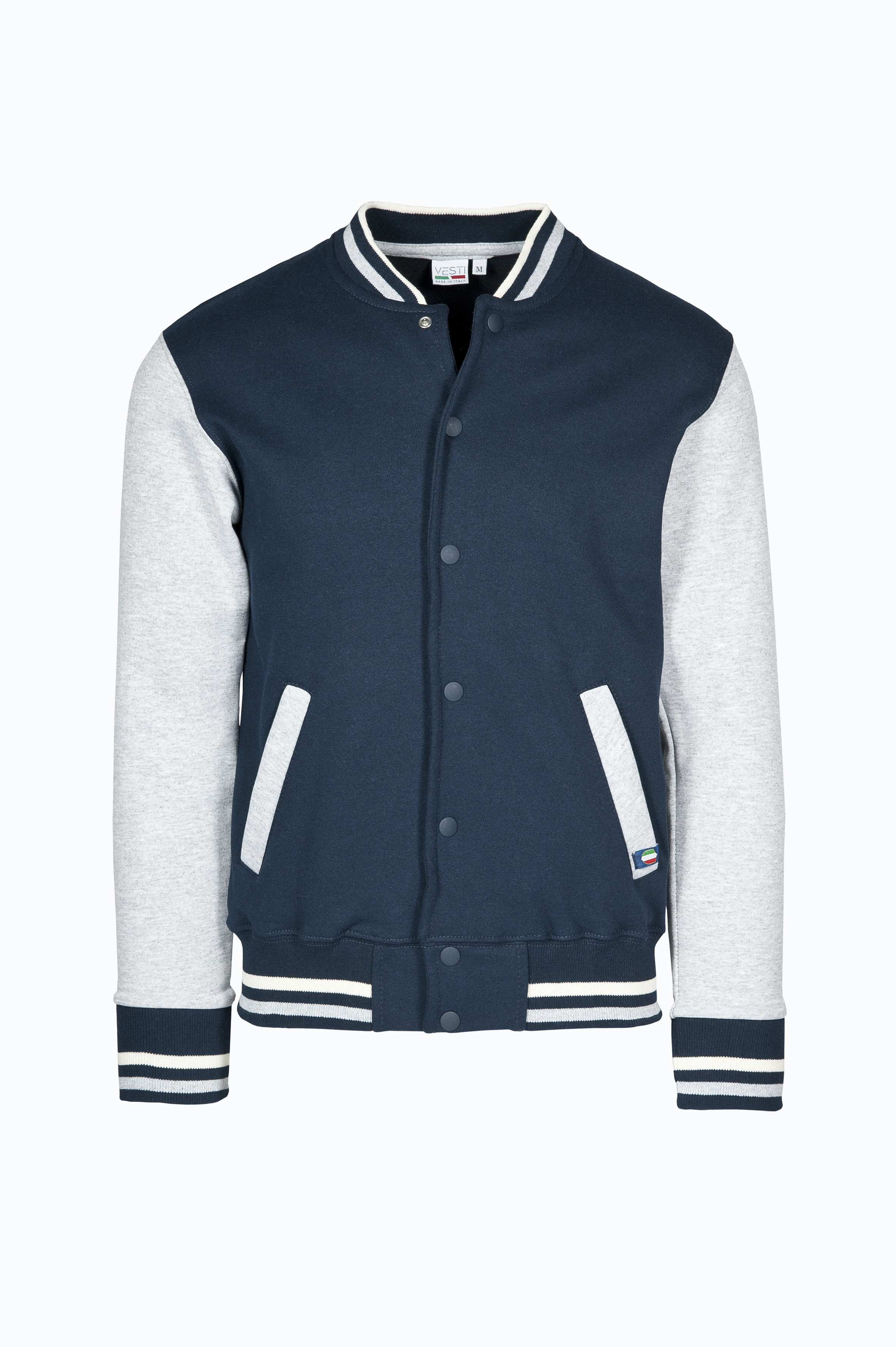 Zweifarbige Bomberjacke, 70 % Baumwolle, 30 % Polyester, 300 g/m², Schwarz/Aschgrau, Größe S - 1836 - Blau/Grau S 5/6 Jahre