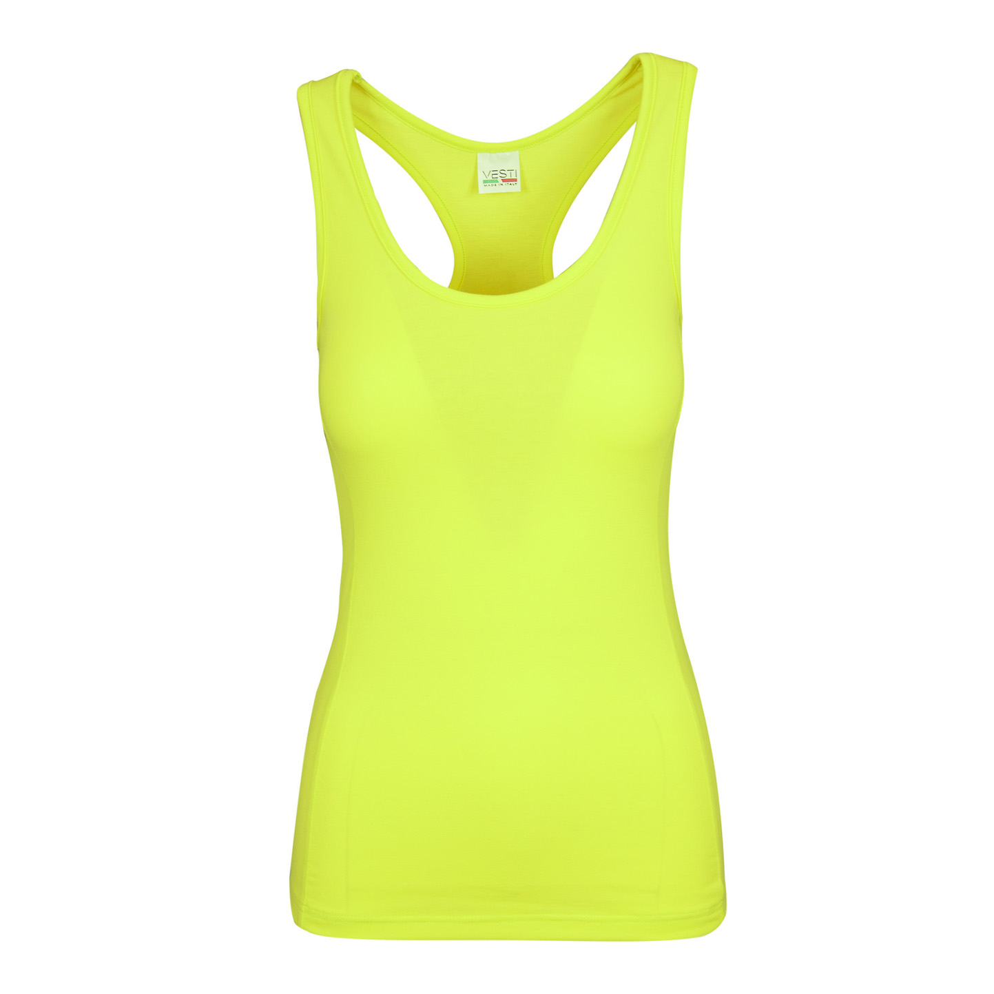 Débardeur dos nageur femme, 90 % coton, 10 % polyester, 170 g/m², gris chiné, taille XS - YF - Jaune fluorescent XS