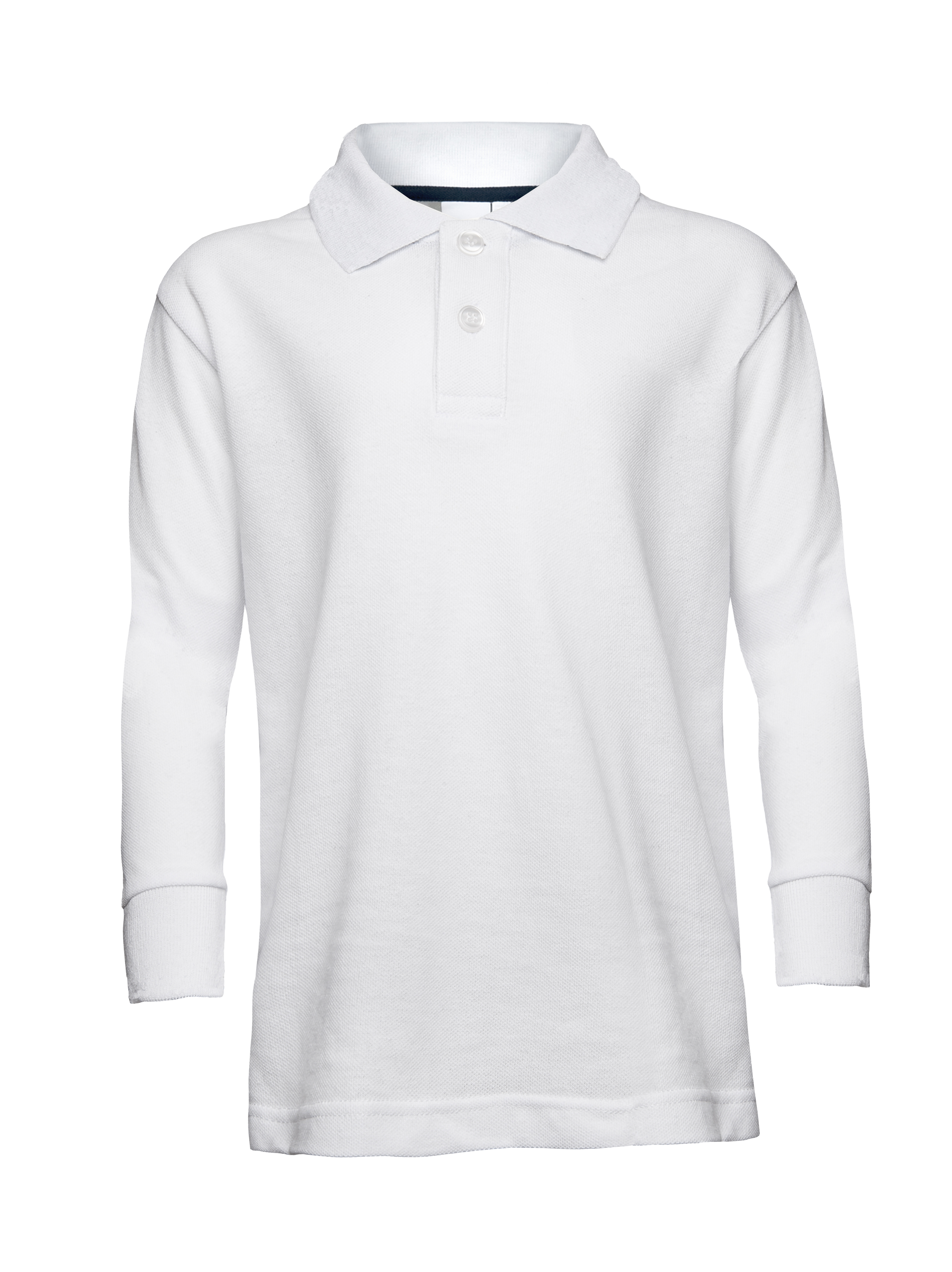 Polo à manches longues en piqué bordé pour enfants - 99 - Blanc XS