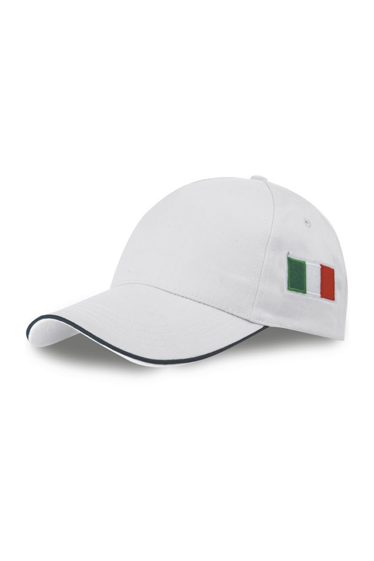 Flaggenkappe, 5-teilig, 65 % Polyester, 35 % Baumwolle, Schwarz - WH - Weiß