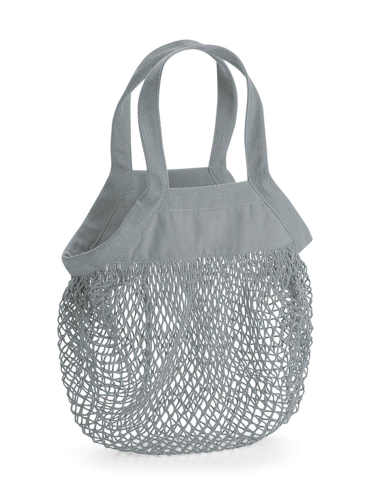 Sac à provisions en coton biologique à mailles courtes - PUG - Gris pur