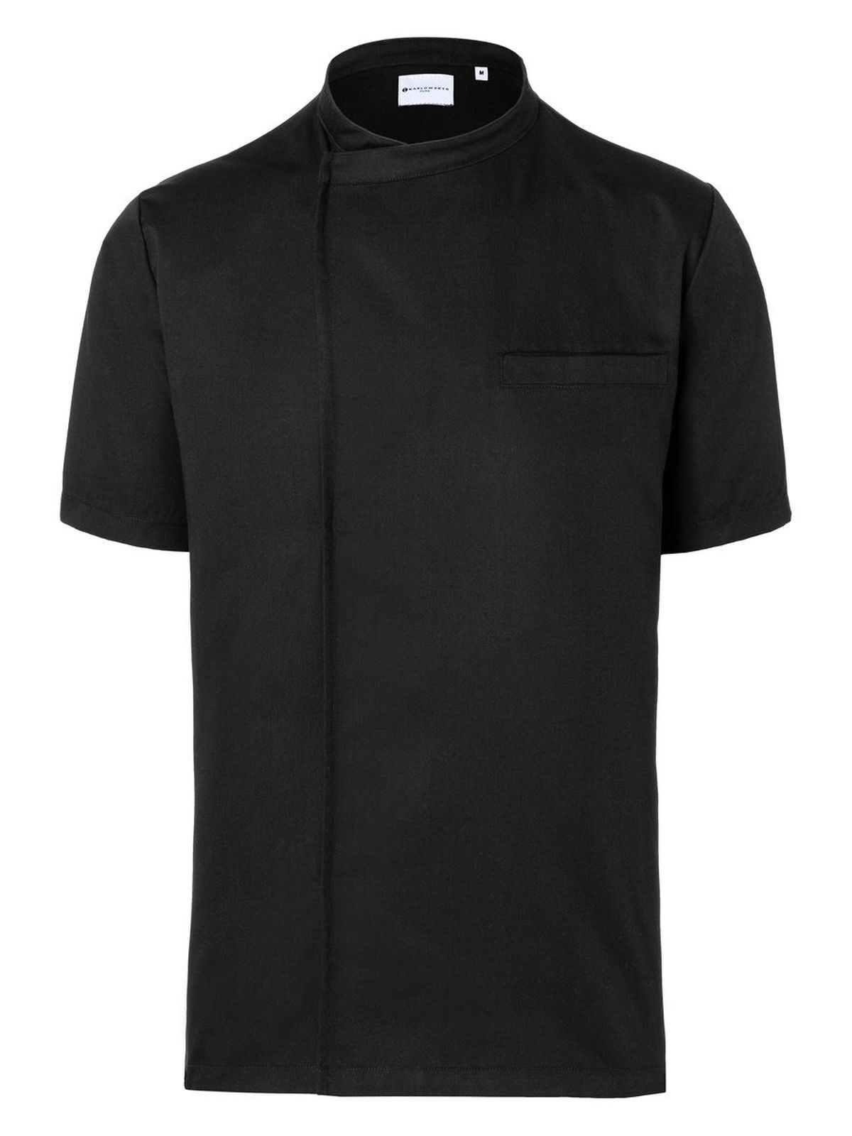 Short-Sleeve Throw-Over Chef Shirt Basic - 1 - Black (ca. Pantone 419C)