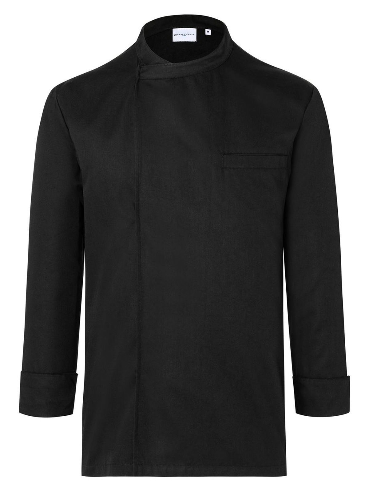 Long-Sleeve Throw-Over Chef Shirt Basic - 1 - Black (ca. Pantone 419C)