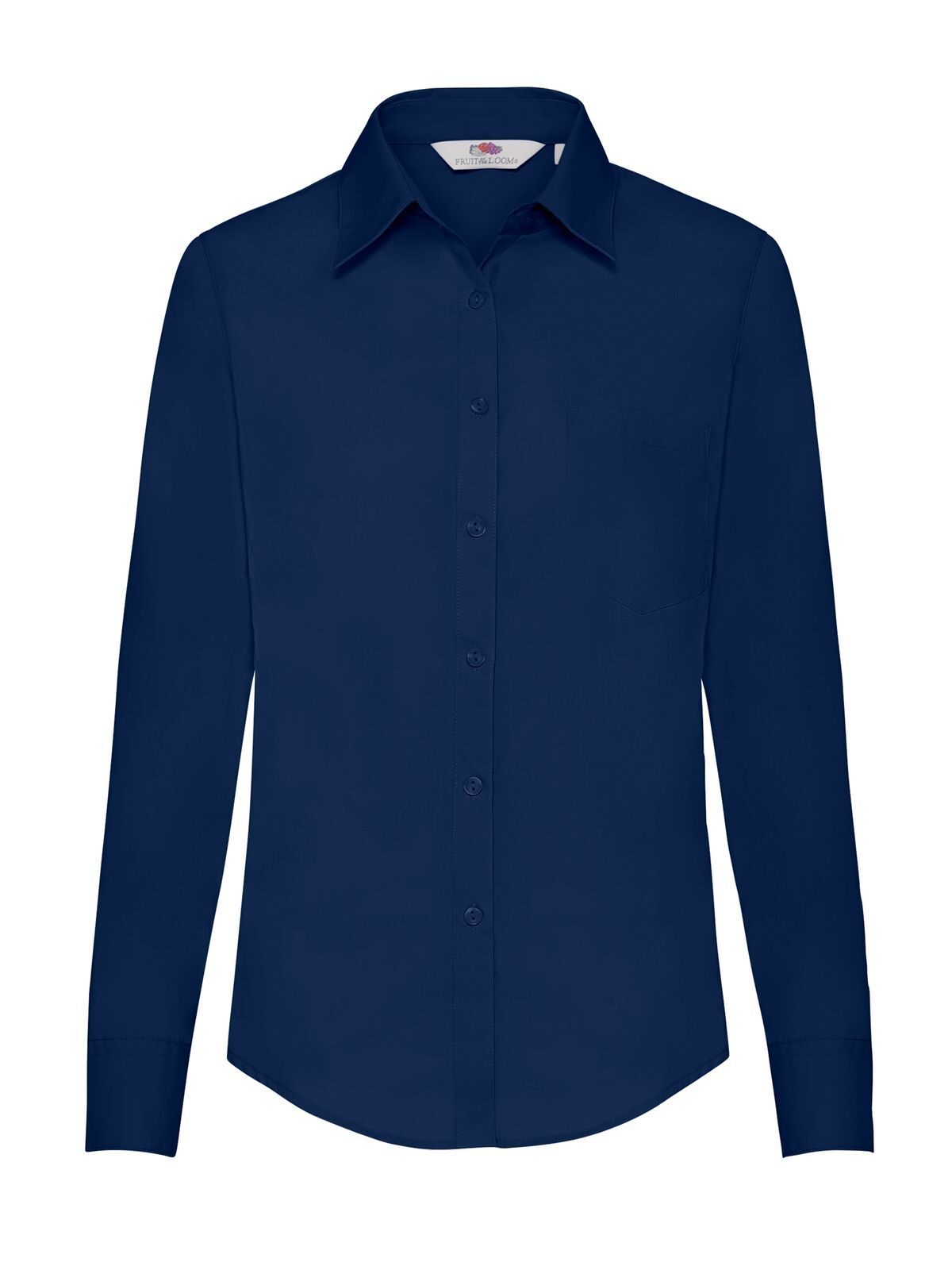 Ladies Poplin Shirt Long Sleeve - 32 - Navy
