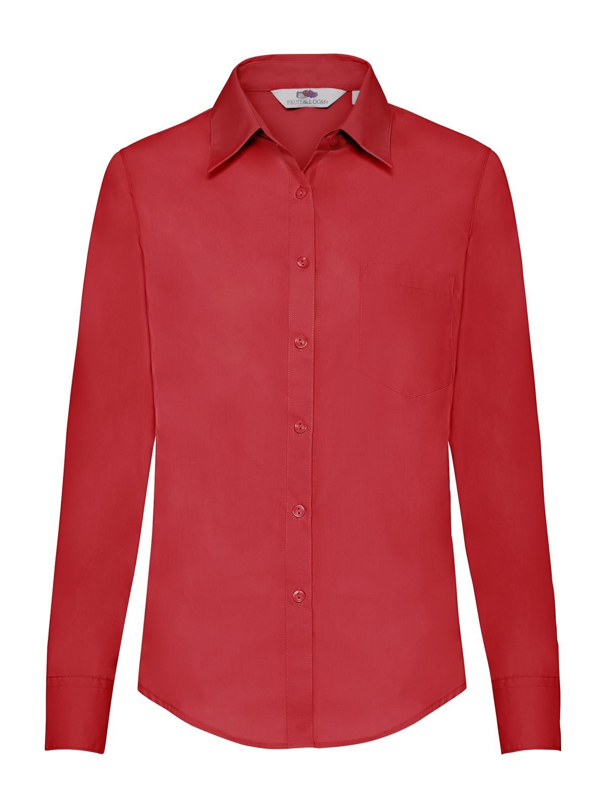 Ladies Poplin Shirt Long Sleeve - 40 - Red