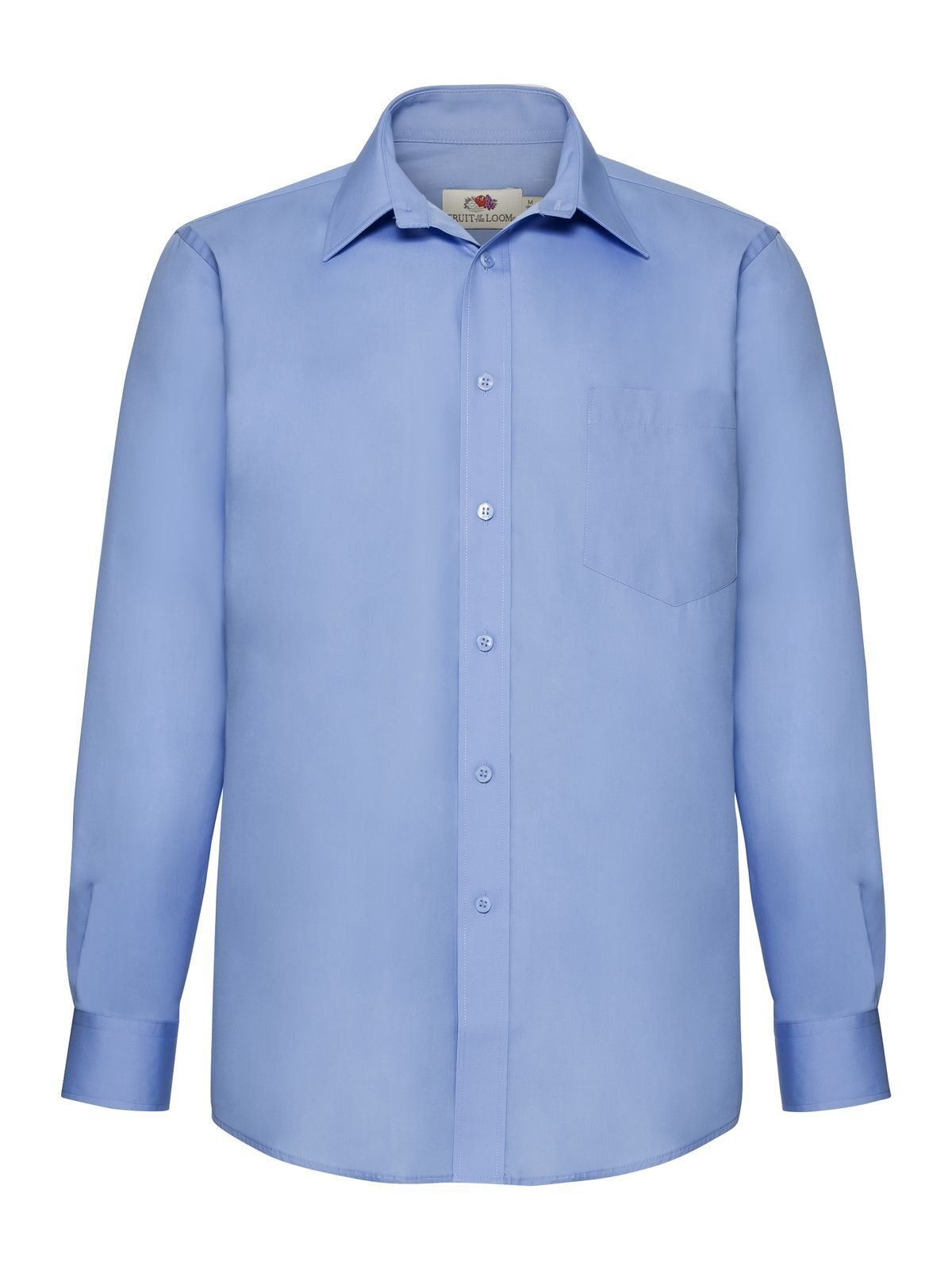 Popeline-Hemd, langärmelig - MU - Mittelblau