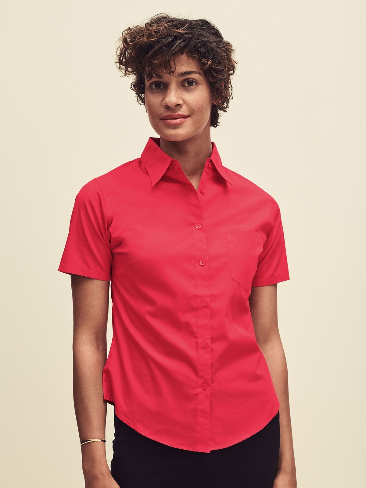 Chemise en popeline à manches courtes pour femme
