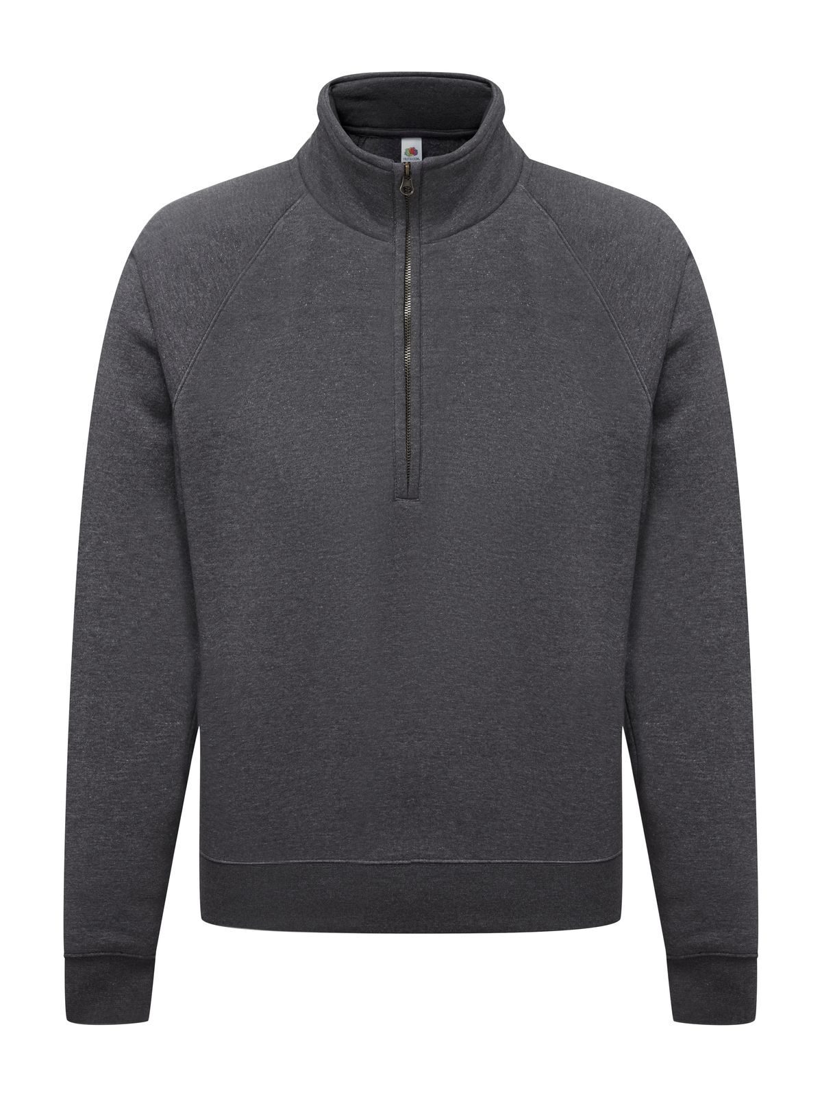 Premium Zip Neck Raglan Sweat - HD - Dark Heather Grey