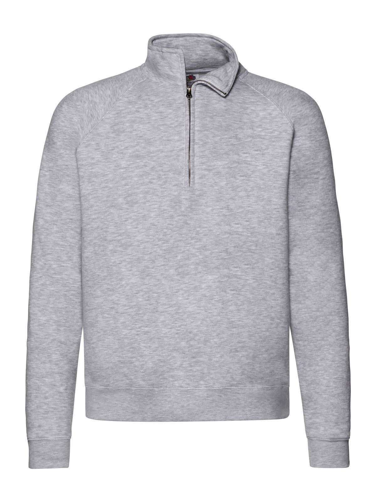 Premium Zip Neck Raglan Sweat - 94 - Heather Grey