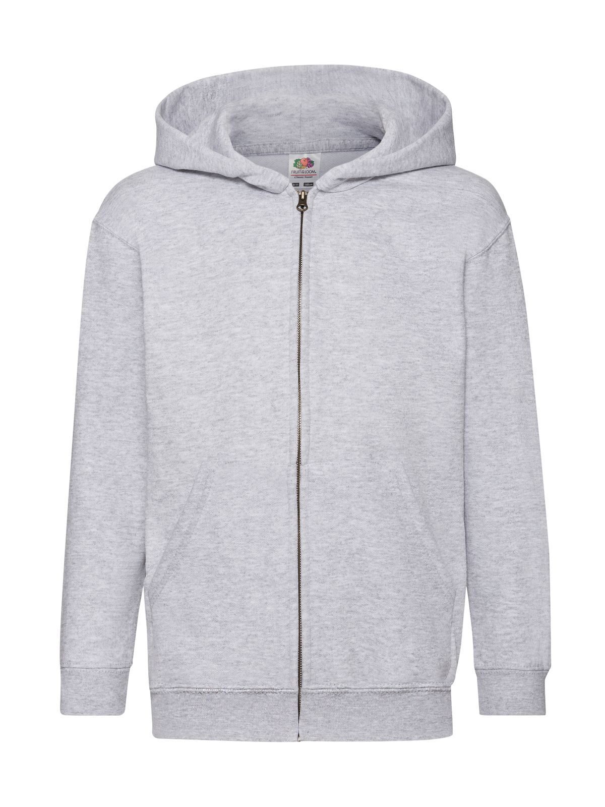 Sweat-shirt à capuche classique pour enfants avec longue fermeture éclair - 94 - Gris chiné