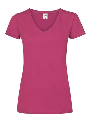 Damen Valueweight V-Ausschnitt T-Shirt - 57 - Fuchsie
