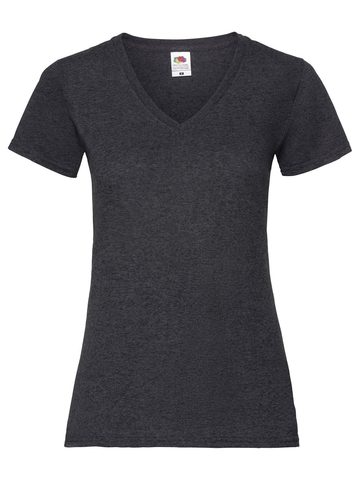 Damen Valueweight V-Ausschnitt T-Shirt - HD - Dunkelmeliertes Grau