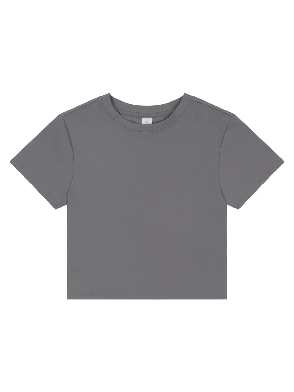 Kurzes T-Shirts aus recyceltem Material für Damen - PLG - Platingrau