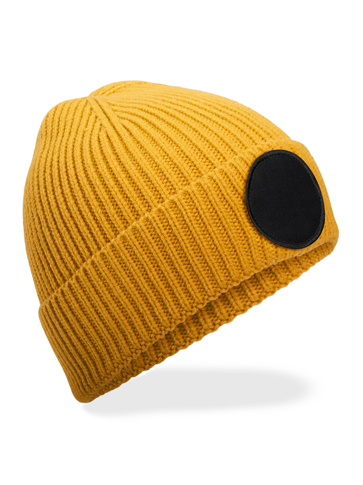 Rundes modisches Patch-Mützchen - MUSB - Senf/Schwarz