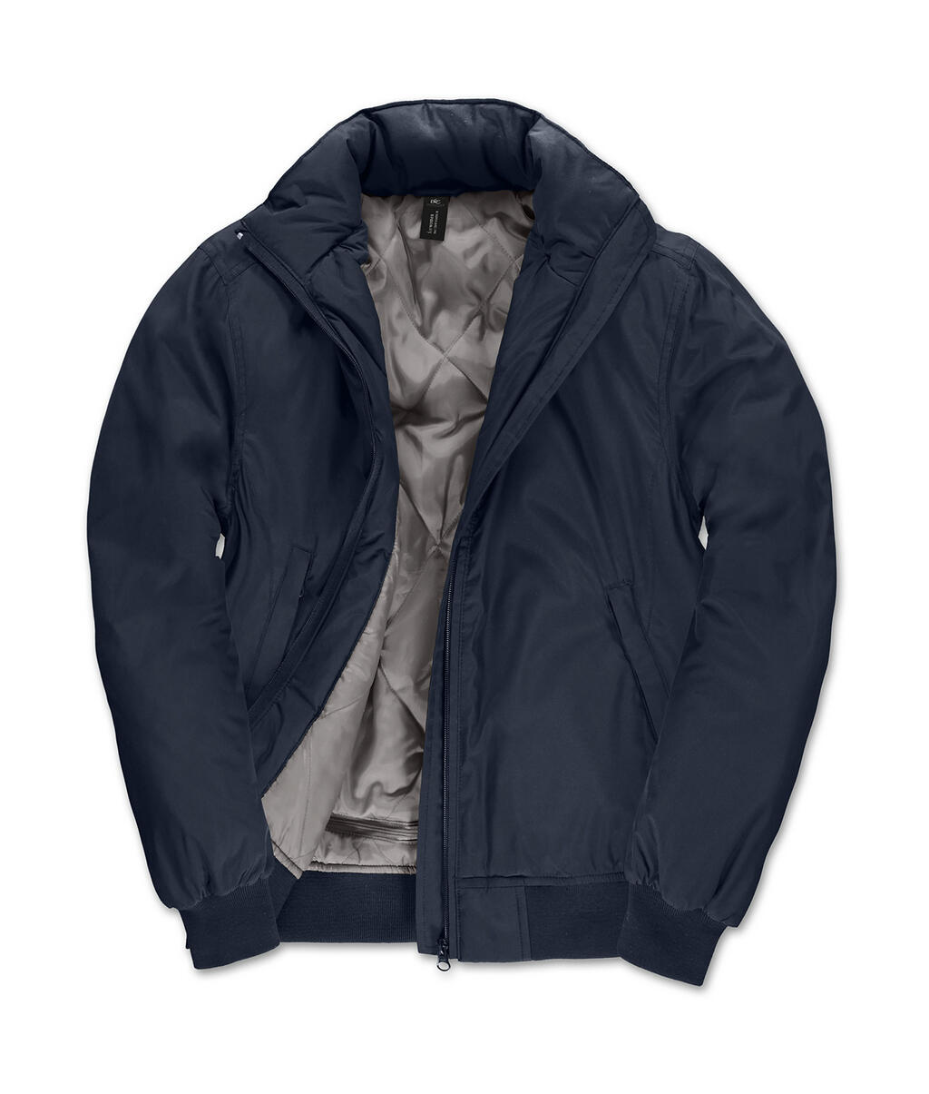 Veste bomber à col rond pour femme - 255 - Bleu marine/Gris chaud
