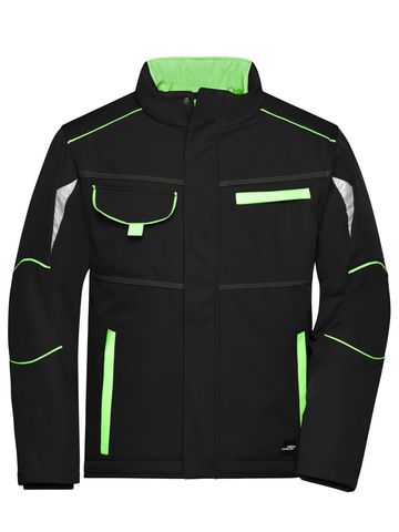 Workwear Softshell Padded Jacket-Level 2 - BLLIM - Black-Lime- Green