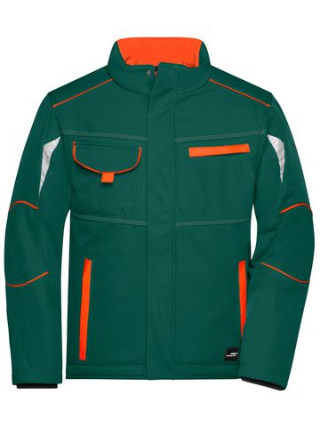 Workwear Softshell Padded Jacket-Level 2 - DGROR - Dark-Green-Orange