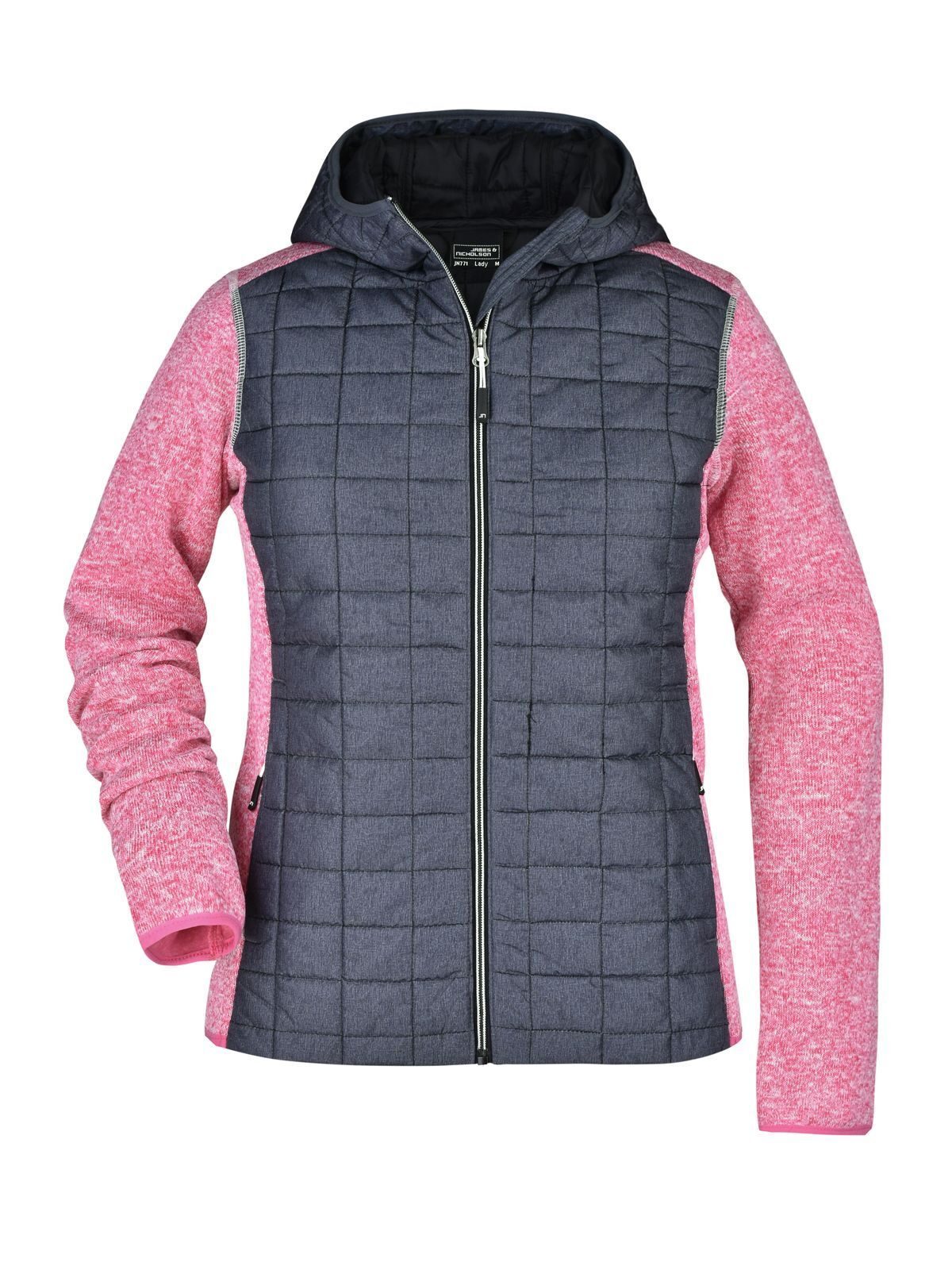 Ladies´ Knitted Hybrid Jacket - PMANM - Pink-melange-anthracite-melang